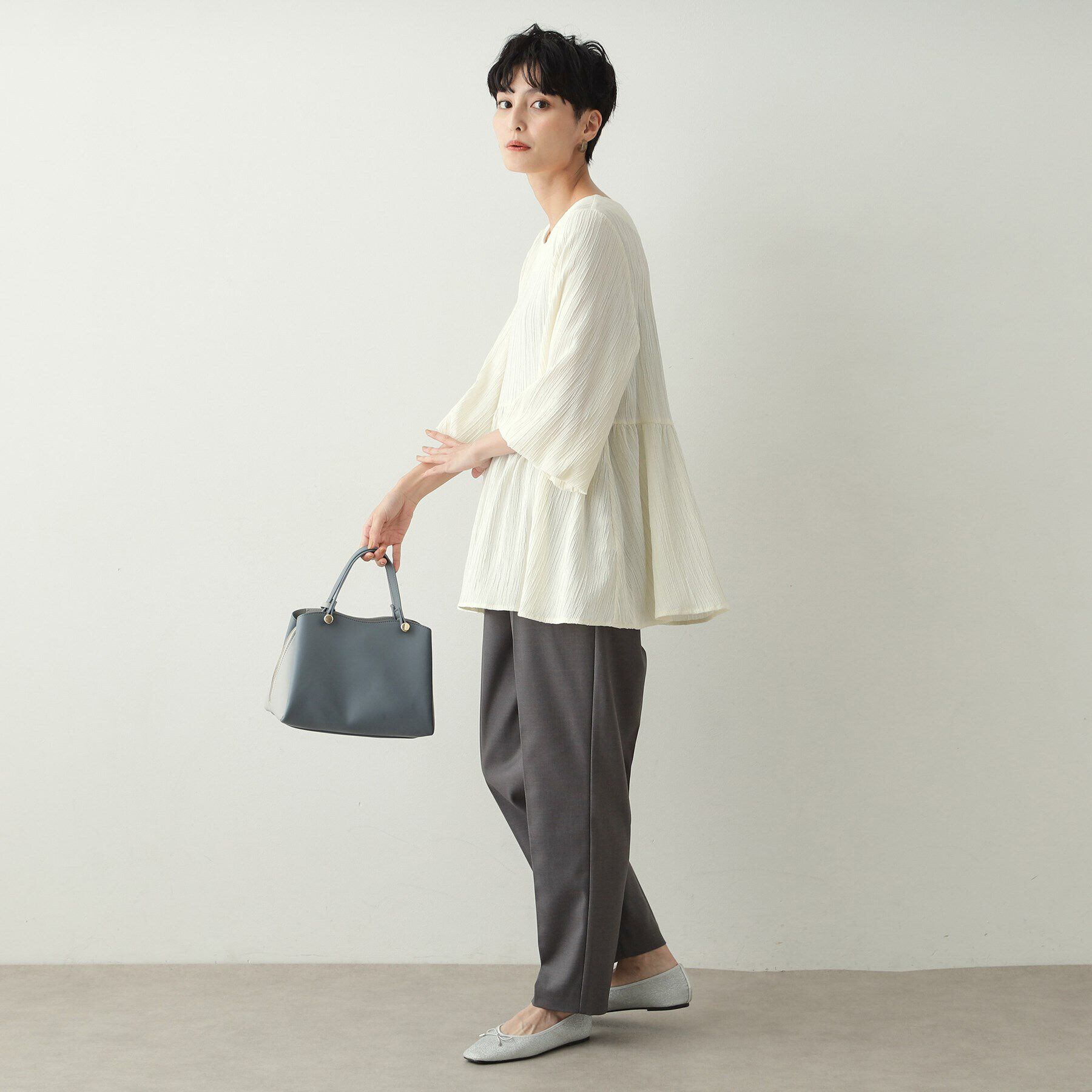 OPAQUE.CLIP「ジャカードペプラムブラウス【洗濯機洗い可】」|シャツ・ブラウス|