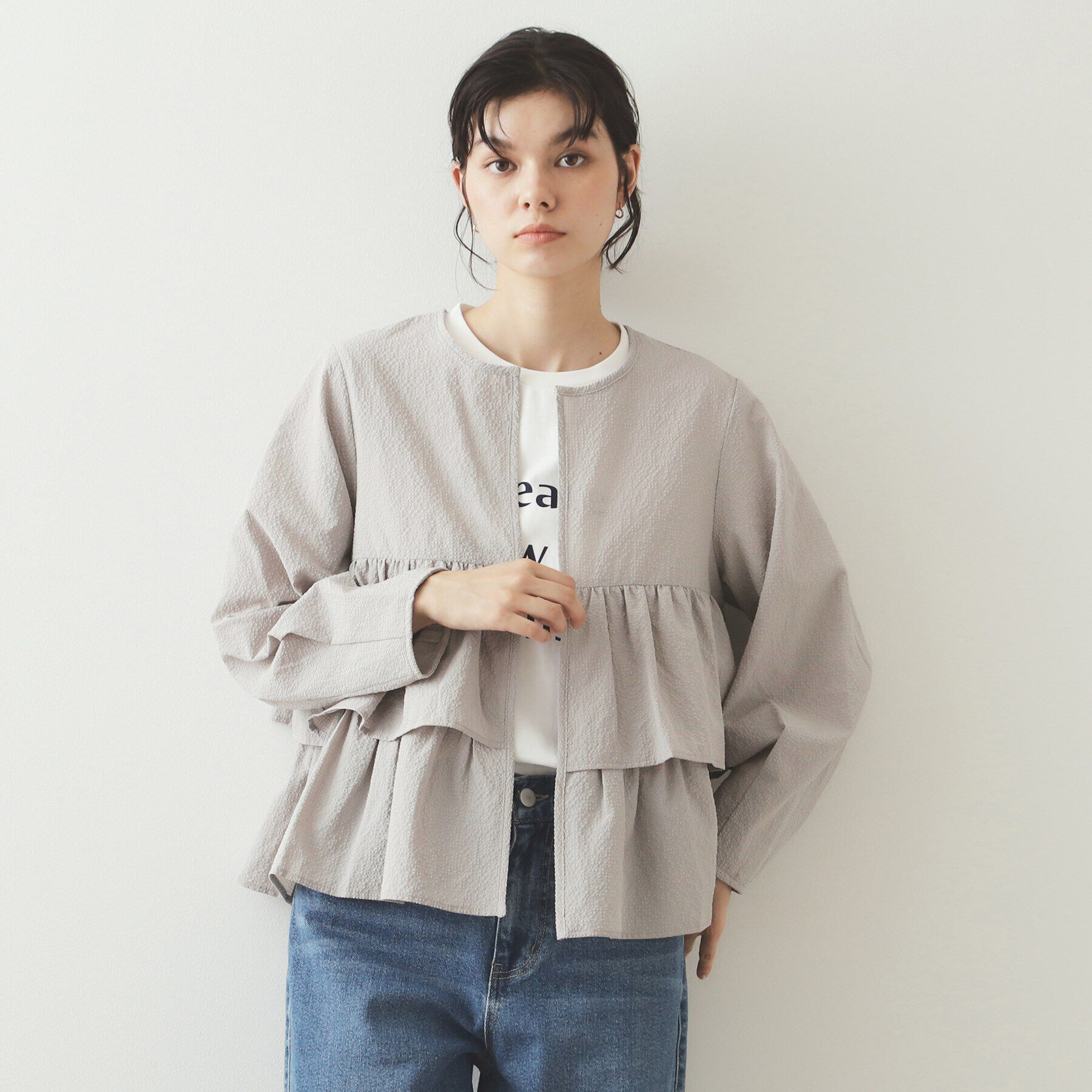 OPAQUE.CLIP「前開きペプラムブラウス【洗濯機洗い可】」|シャツ・ブラウス|