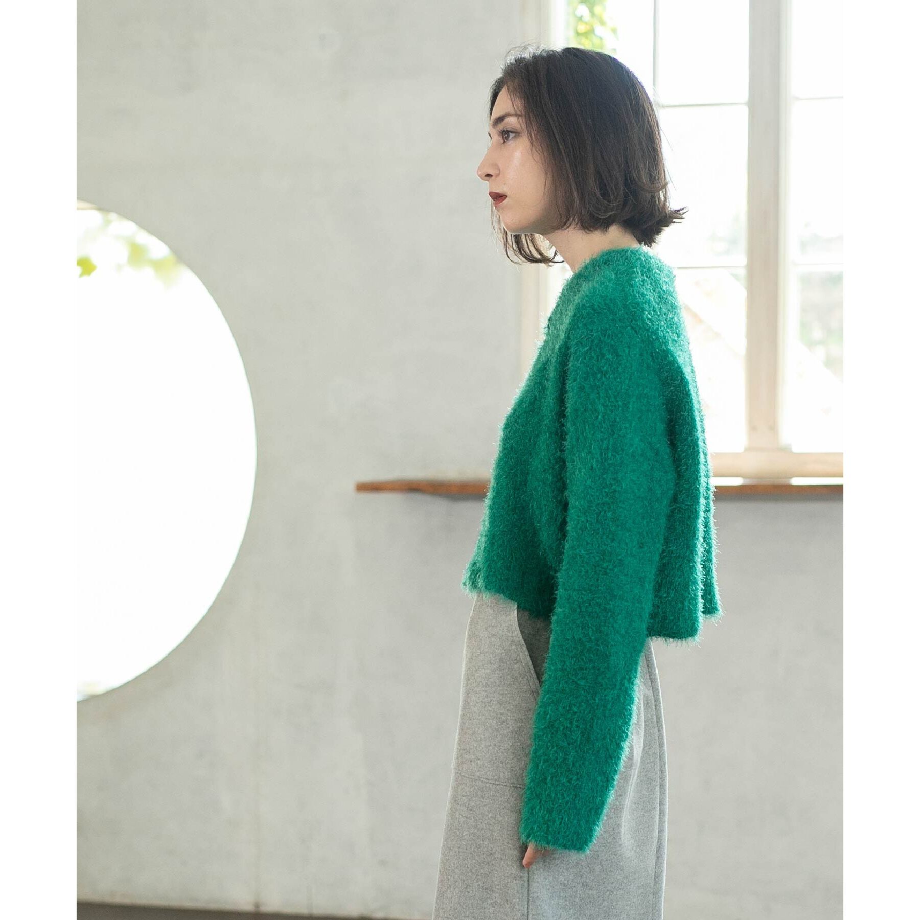 OPAQUE.CLIP「《6color》シャギーニットショートカーディガン【洗濯機洗い可】」|カーディガン|