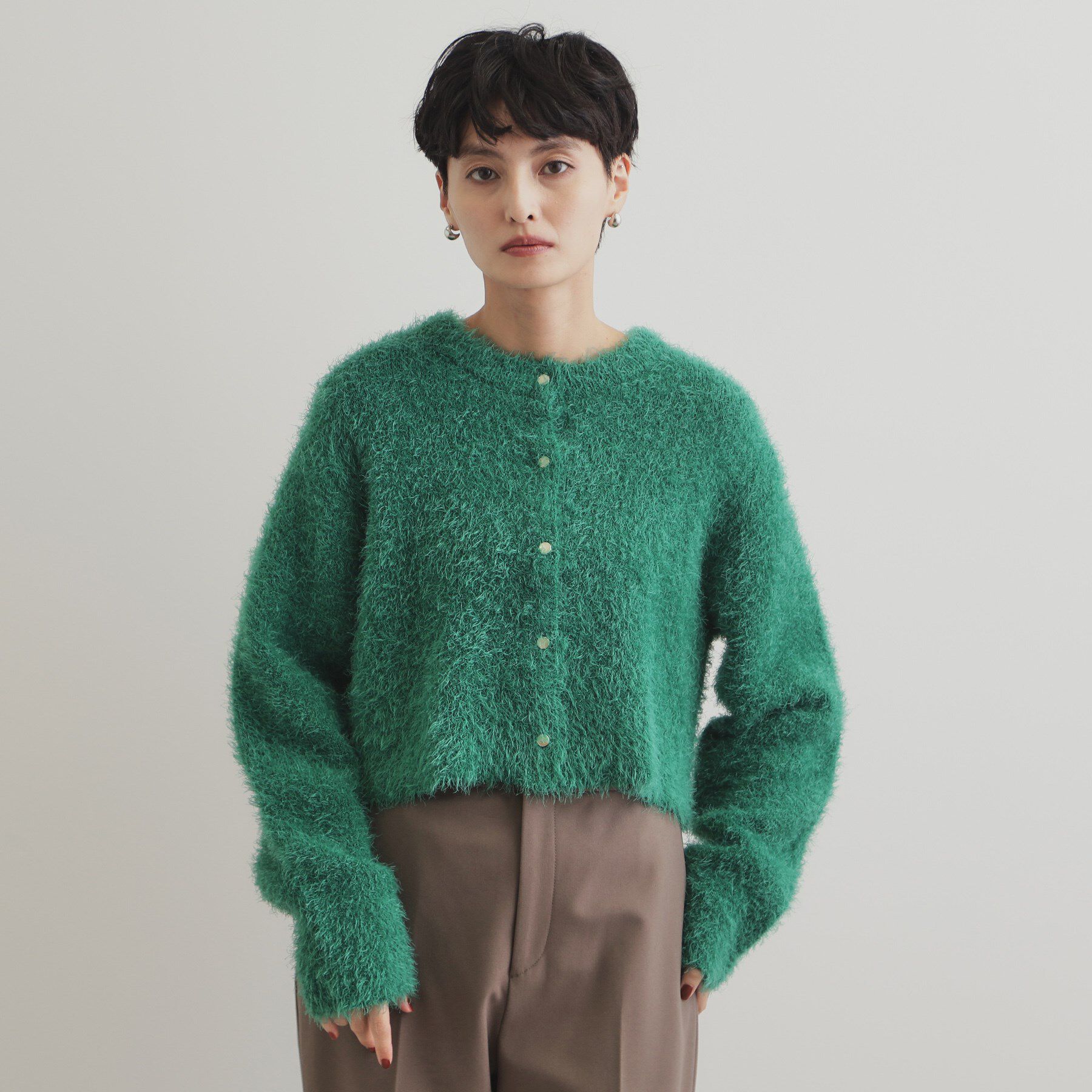 OPAQUE.CLIP「《6color》シャギーニットショートカーディガン【洗濯機洗い可】」|カーディガン|