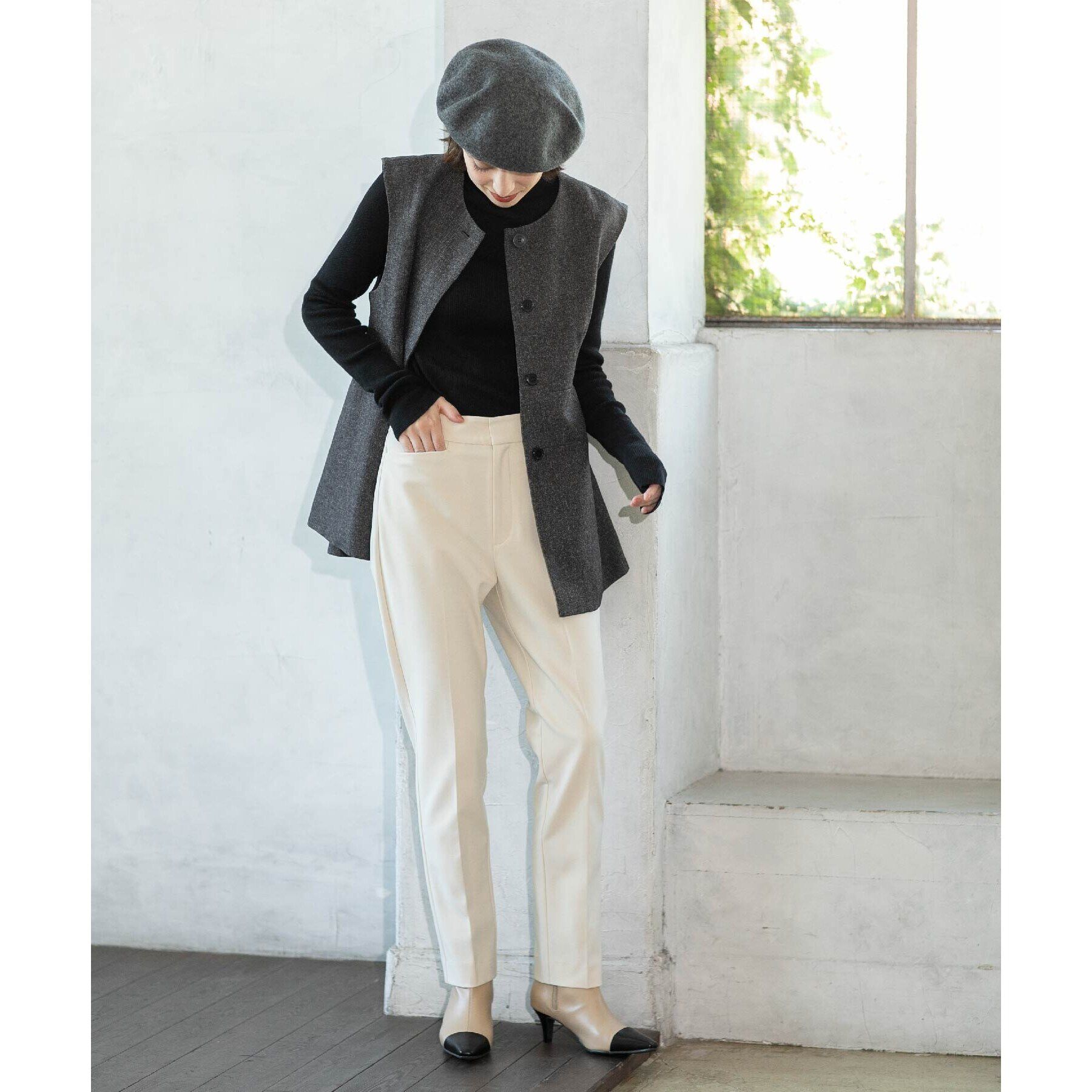 OPAQUE.CLIP「《SS-LLsize》着丈が選べる！裏起毛ストレッチスティックパンツ【蓄熱素材/洗濯機洗い可】」|その他|