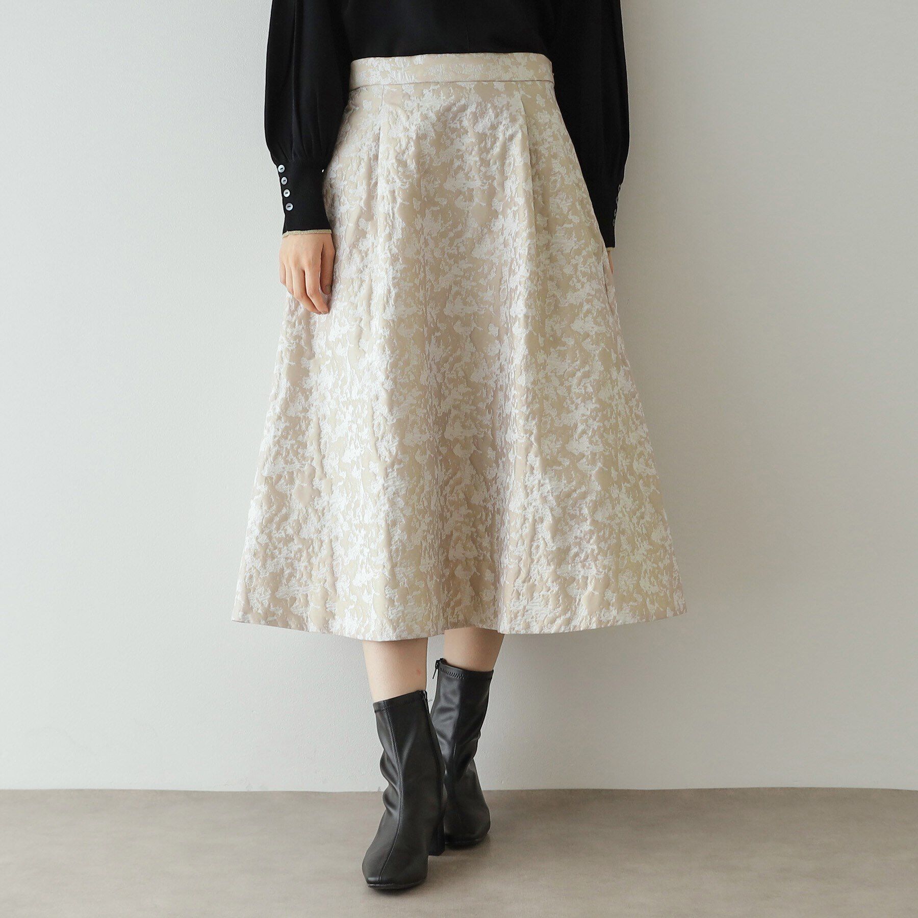 OPAQUE.CLIP「ジャカードフレアスカート【洗濯機洗い可】」|スカート|