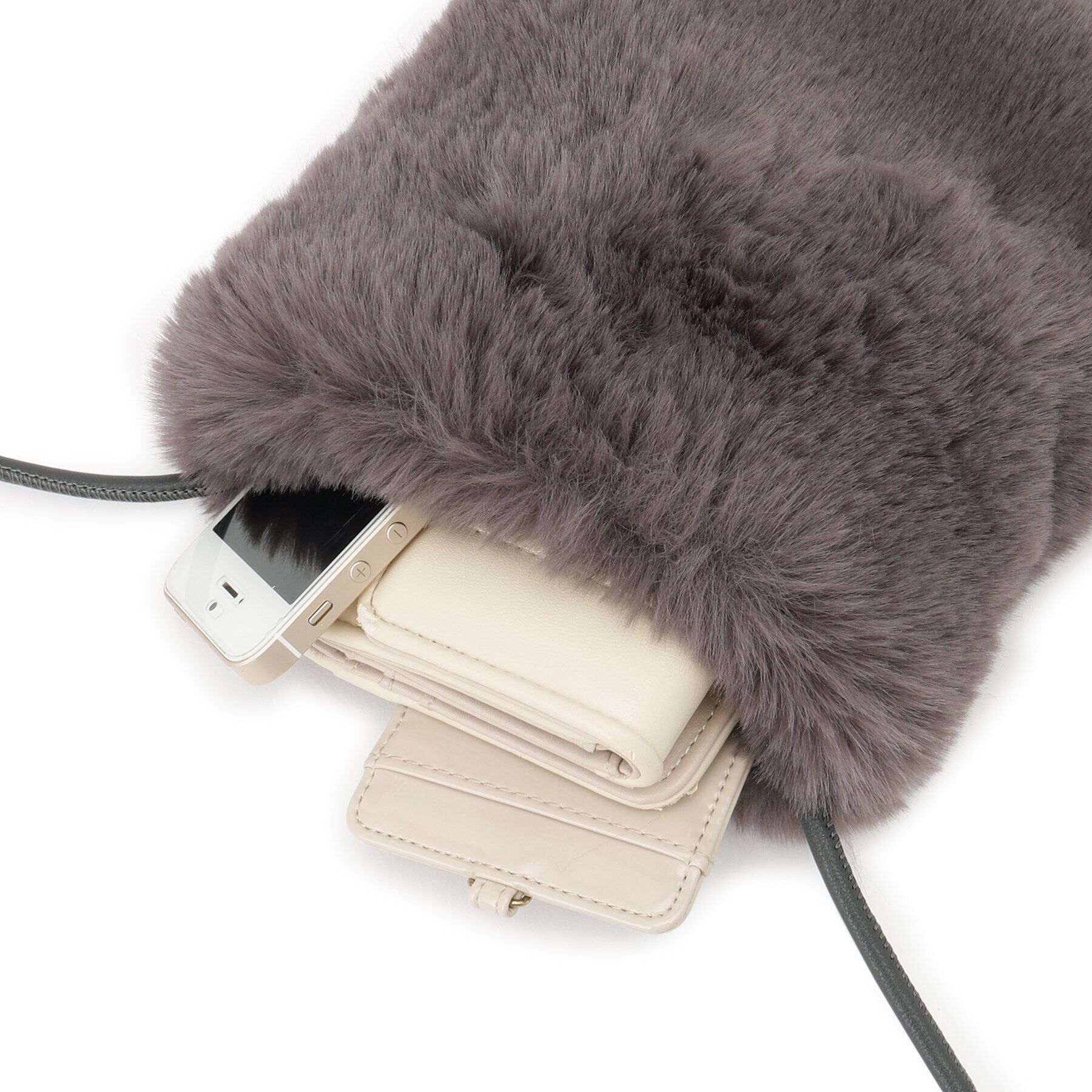 OPAQUE.CLIP「フェイクファースクエアミニポシェット」|ショルダー・メッセンジャー|