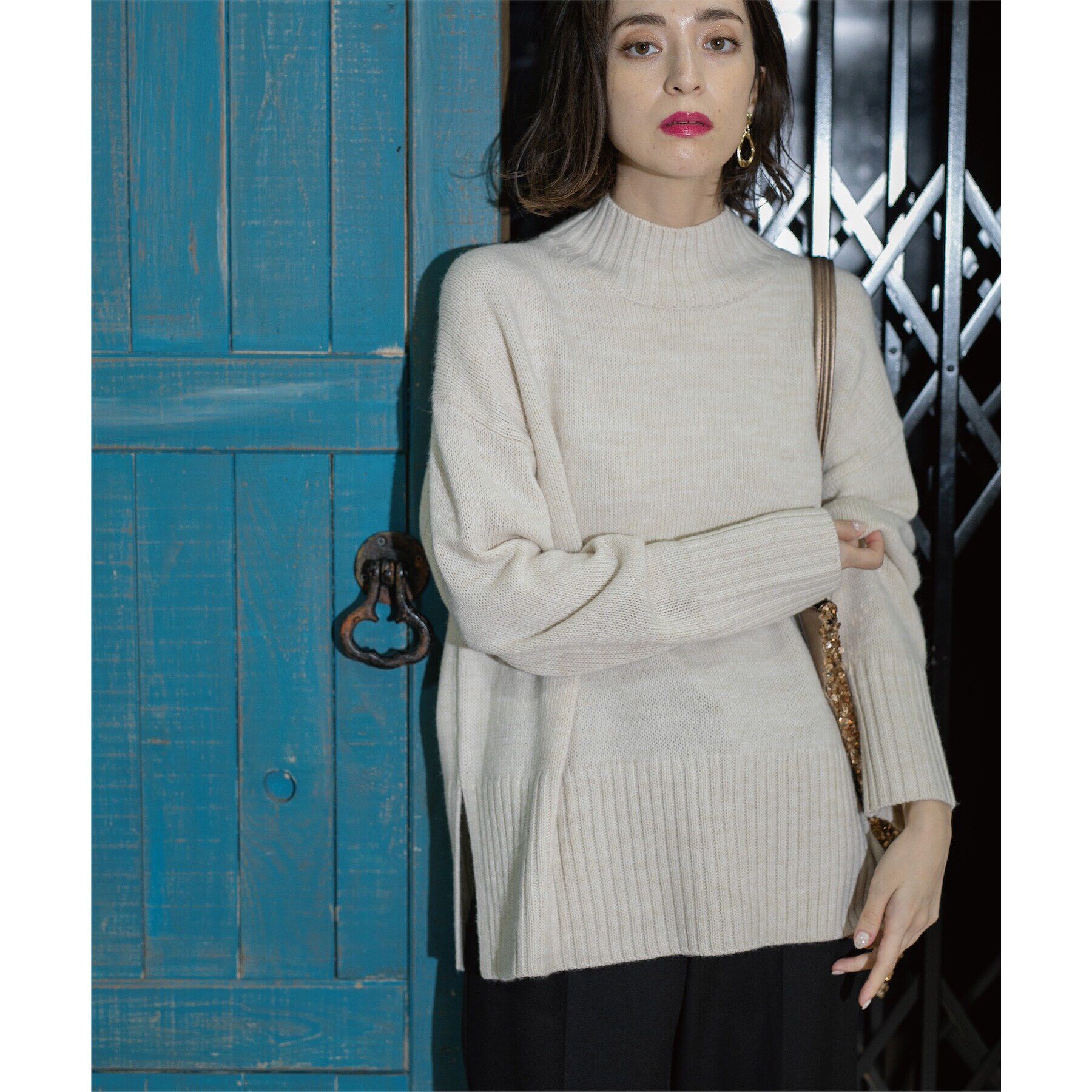 OPAQUE.CLIP「《10color/S-LLsize》ハイネックミドルゲージニット【洗濯機洗い可】」|ニット・セーター|