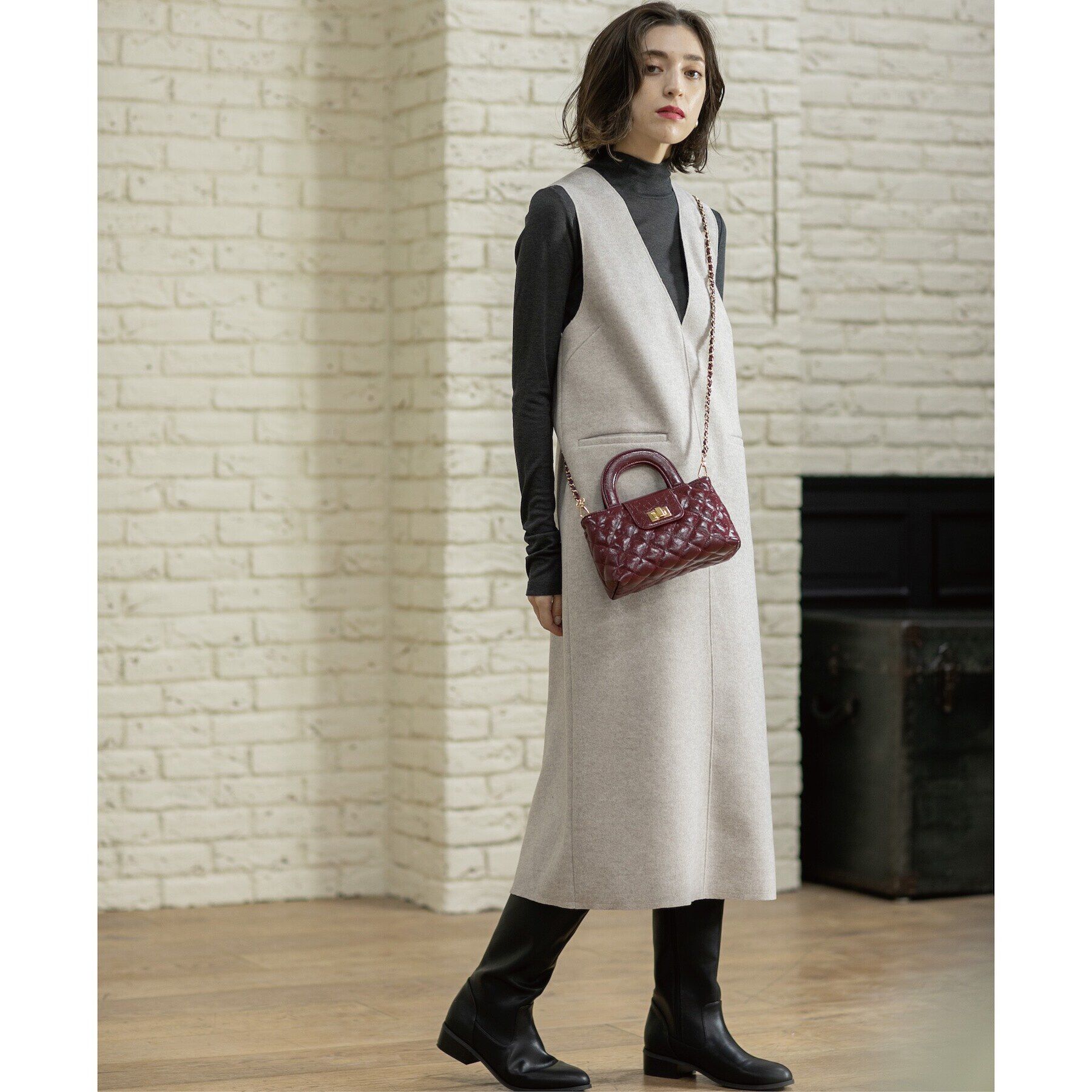 OPAQUE.CLIP「ウールライクメルトン ジャンパードレス【洗濯機洗い可】」|ワンピース|