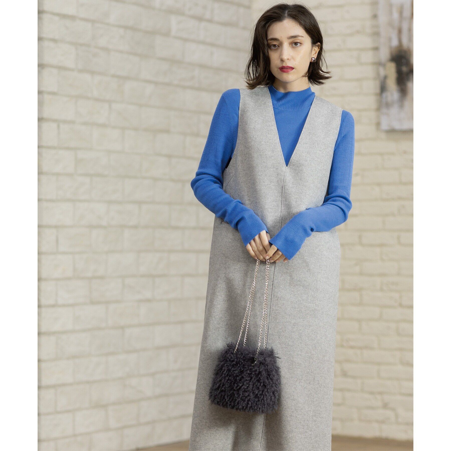 OPAQUE.CLIP「ウールライクメルトン ジャンパードレス【洗濯機洗い可】」|ワンピース|