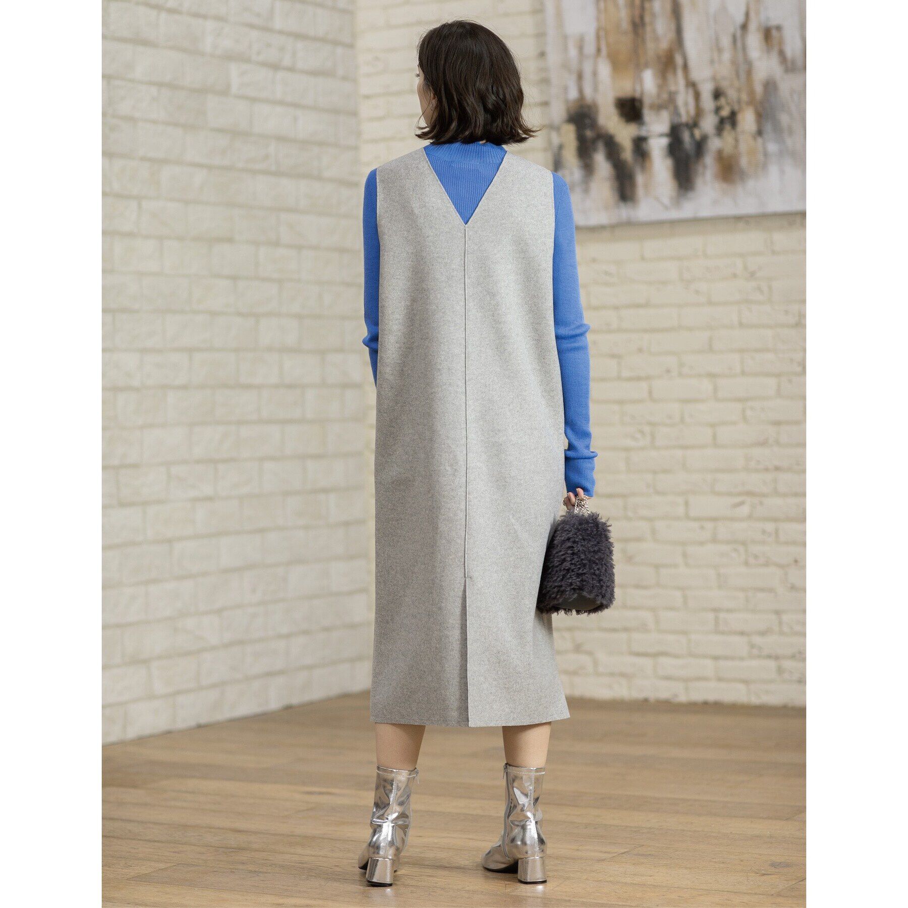 OPAQUE.CLIP「ウールライクメルトン ジャンパードレス【洗濯機洗い可】」|ワンピース|