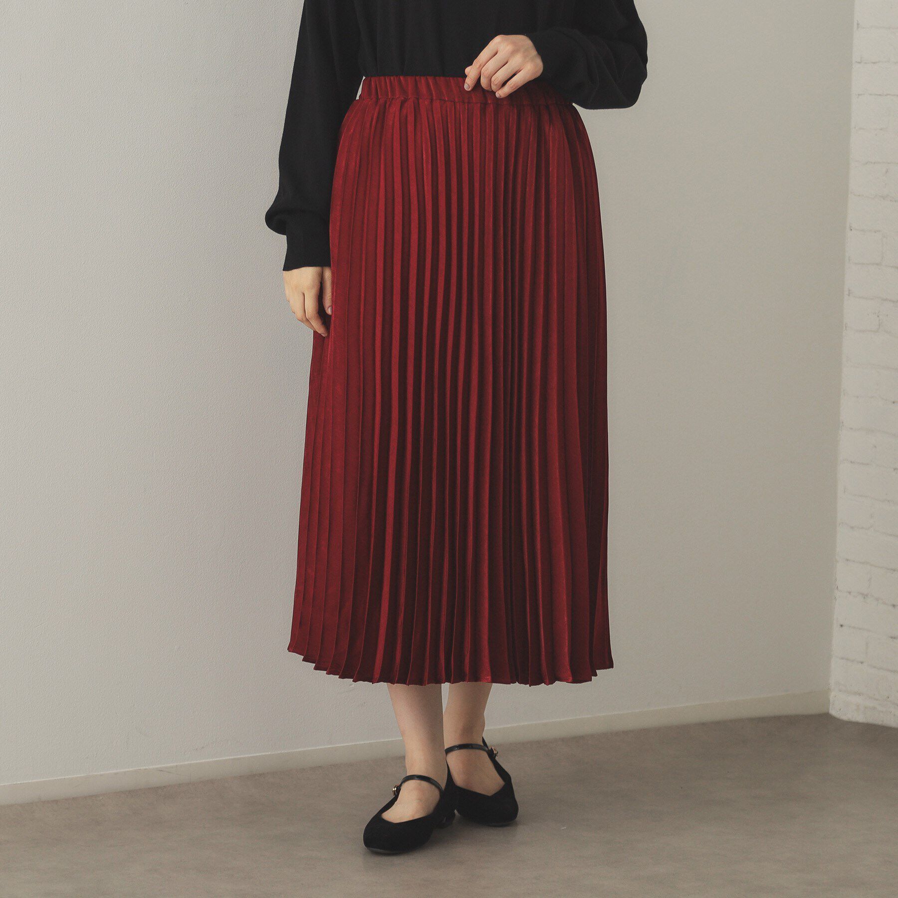 OPAQUE.CLIP「サテンプリーツスカート【洗濯機洗い可】」|スカート|