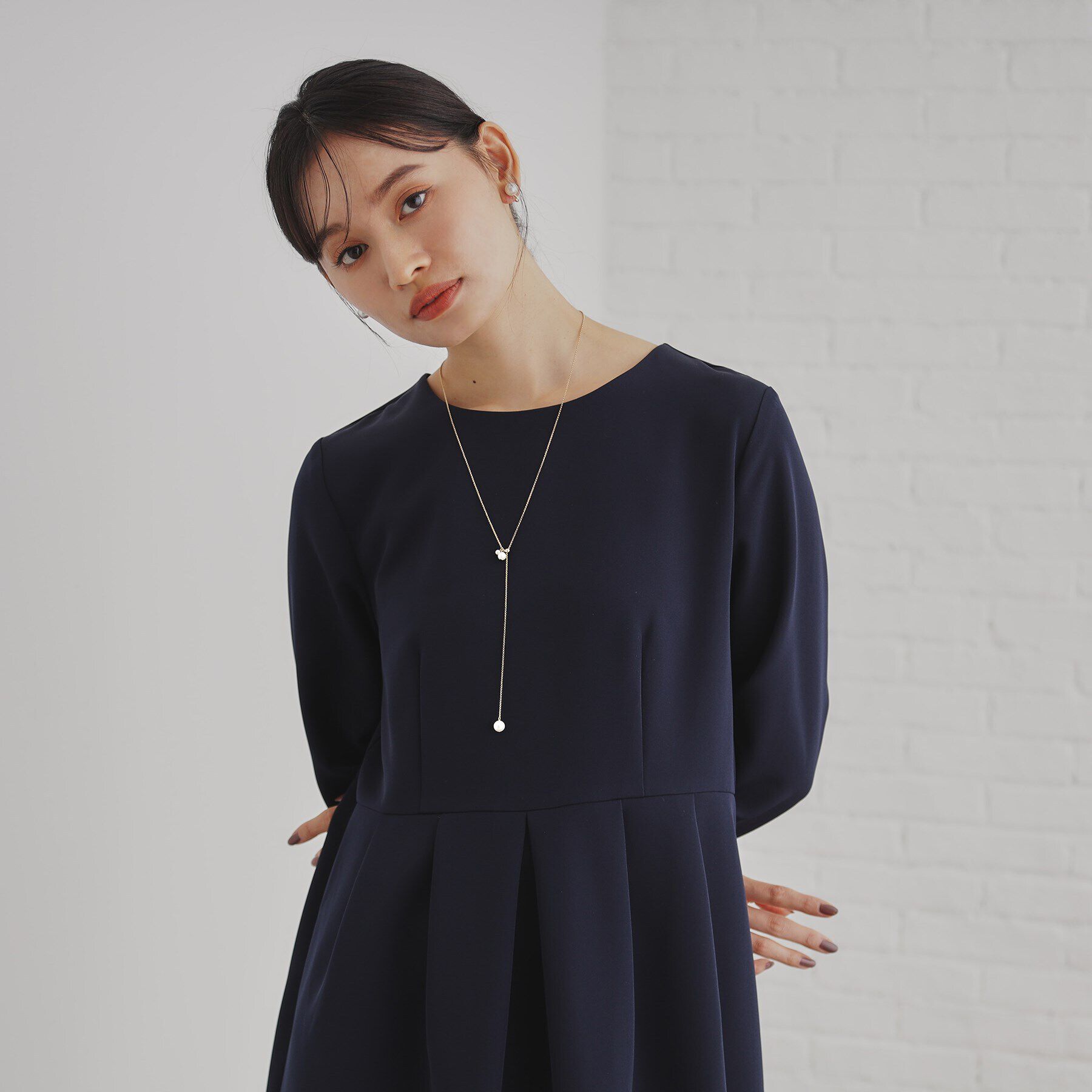 OPAQUE.CLIP「【長さ調節可能】フェイクパールスライドネックレス」|ネックレス|