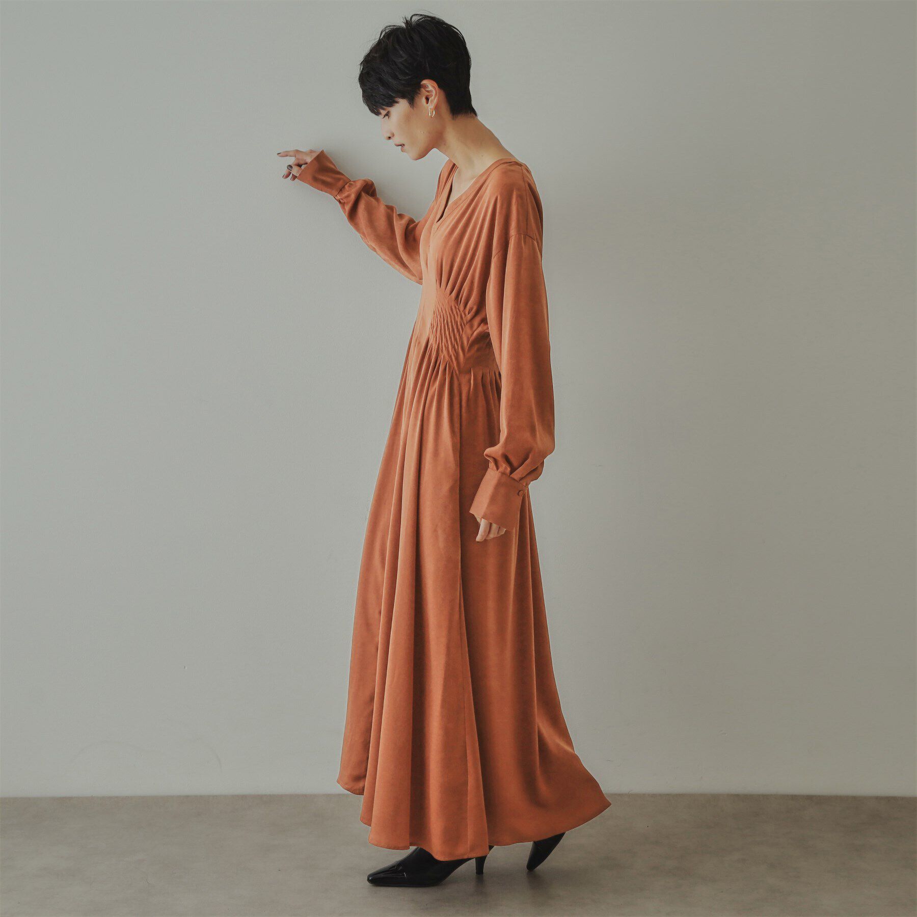 OPAQUE.CLIP「【大草直子さんコラボ】ウエストタックワンピース」|ワンピース|