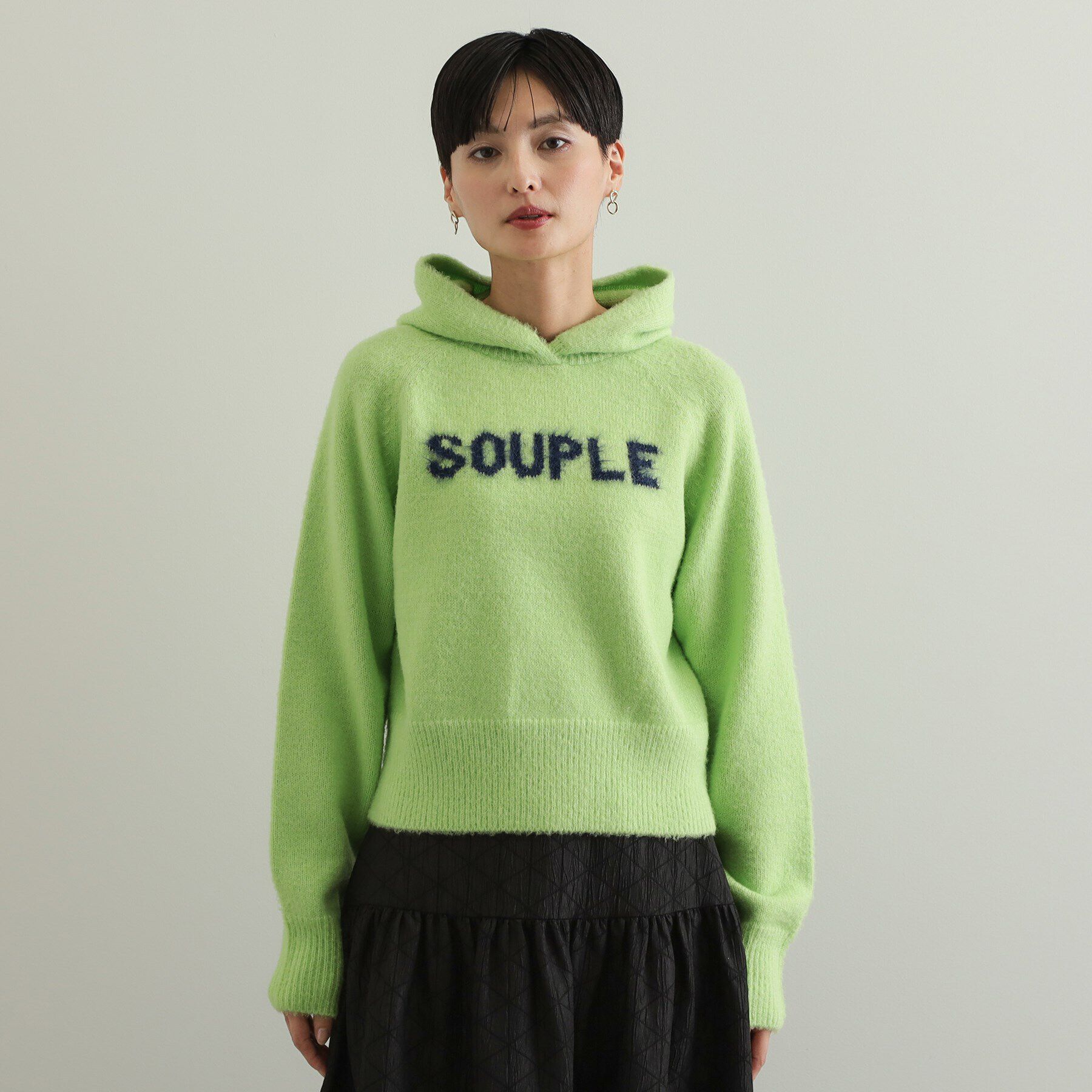 OPAQUE.CLIP「フェザーロゴフーディニット【洗濯機洗い可】」|ニット・セーター|