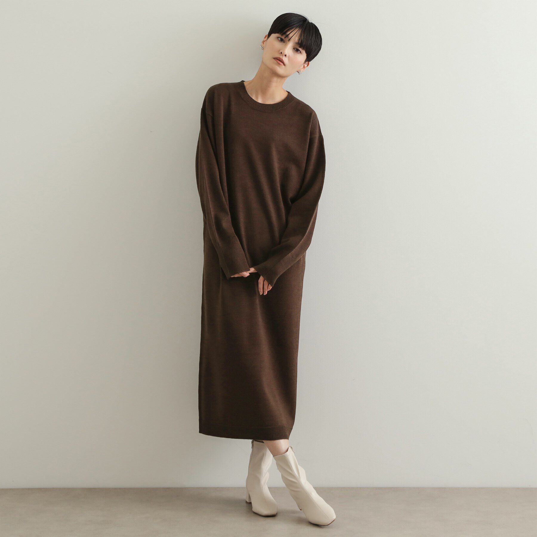 OPAQUE.CLIP「≪ツインセット≫ハーフZIPベスト&times;ニットワンピース【洗濯機洗い可】」|ワンピース|