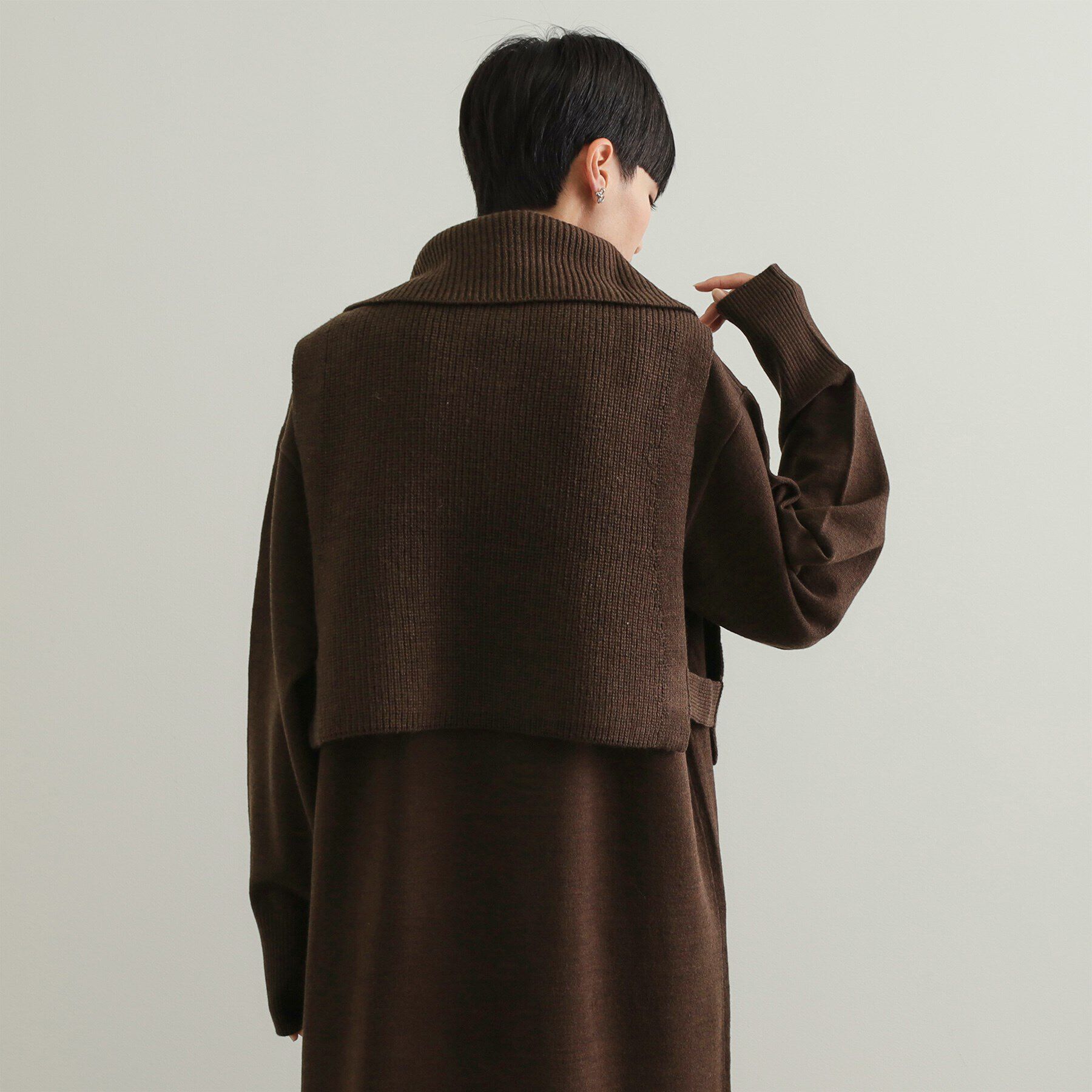 OPAQUE.CLIP「≪ツインセット≫ハーフZIPベスト&times;ニットワンピース【洗濯機洗い可】」|ワンピース|