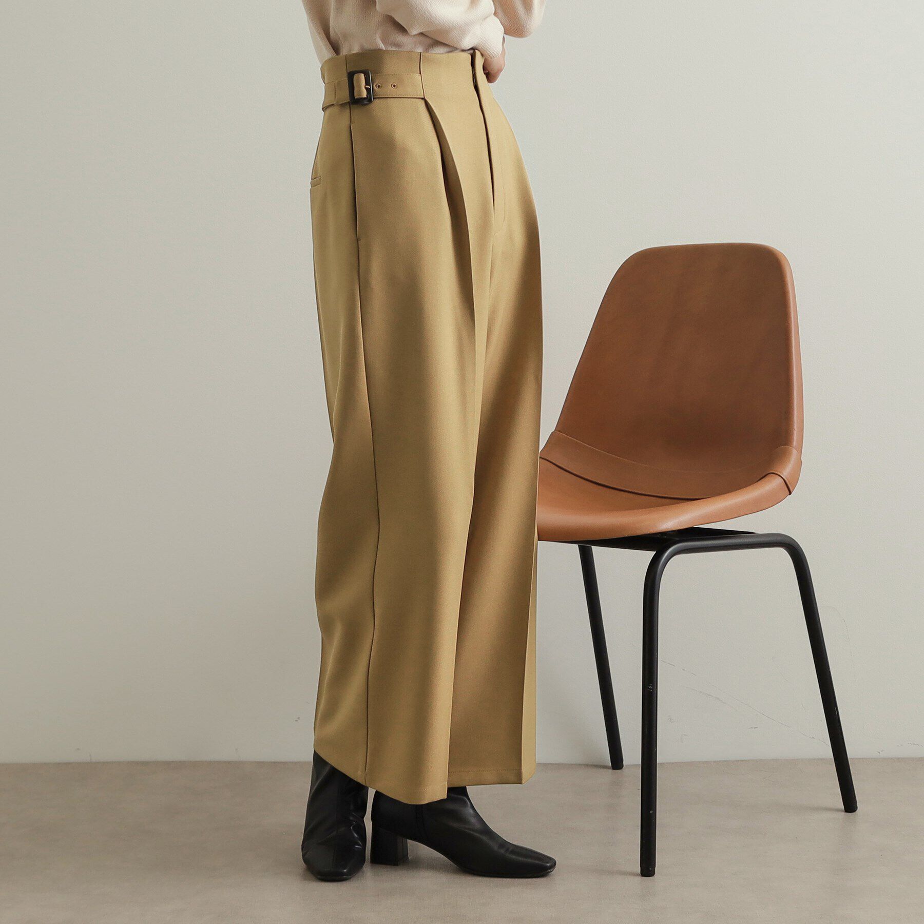 OPAQUE.CLIP「《美人百花掲載》サイドベルトワイドパンツ【洗濯機洗い可】」|その他|