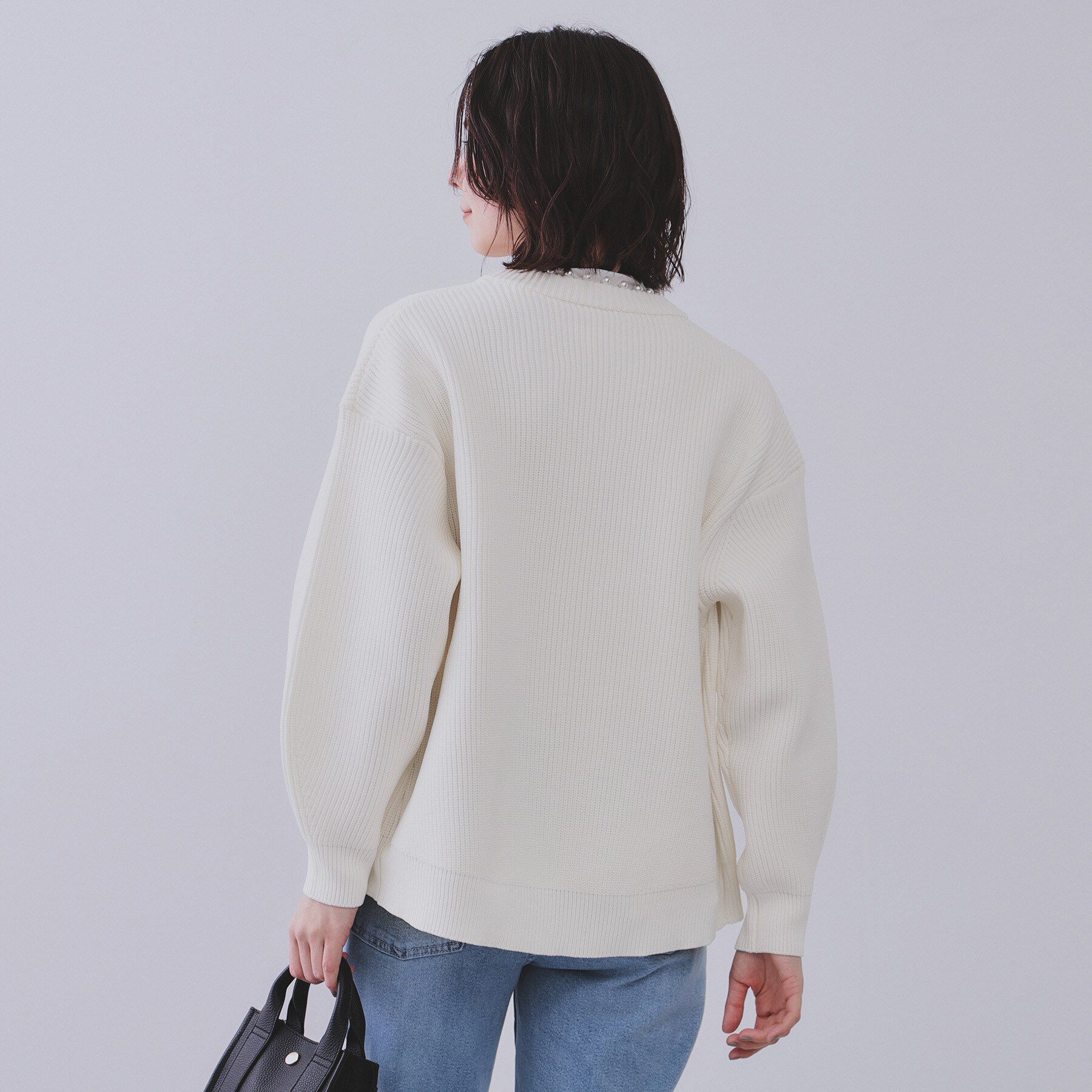 OPAQUE.CLIP「パール調ボタン付ニットカーディガン【洗濯機洗い可】」|カーディガン|