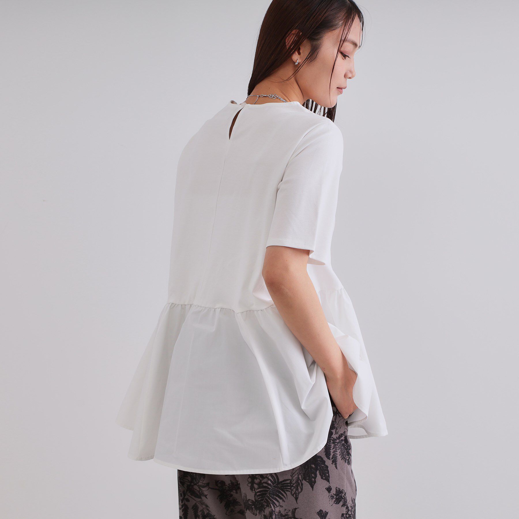 OPAQUE.CLIP「ペプラムドッキングカットソー【洗濯機洗い可】」|Tシャツ・カットソー|