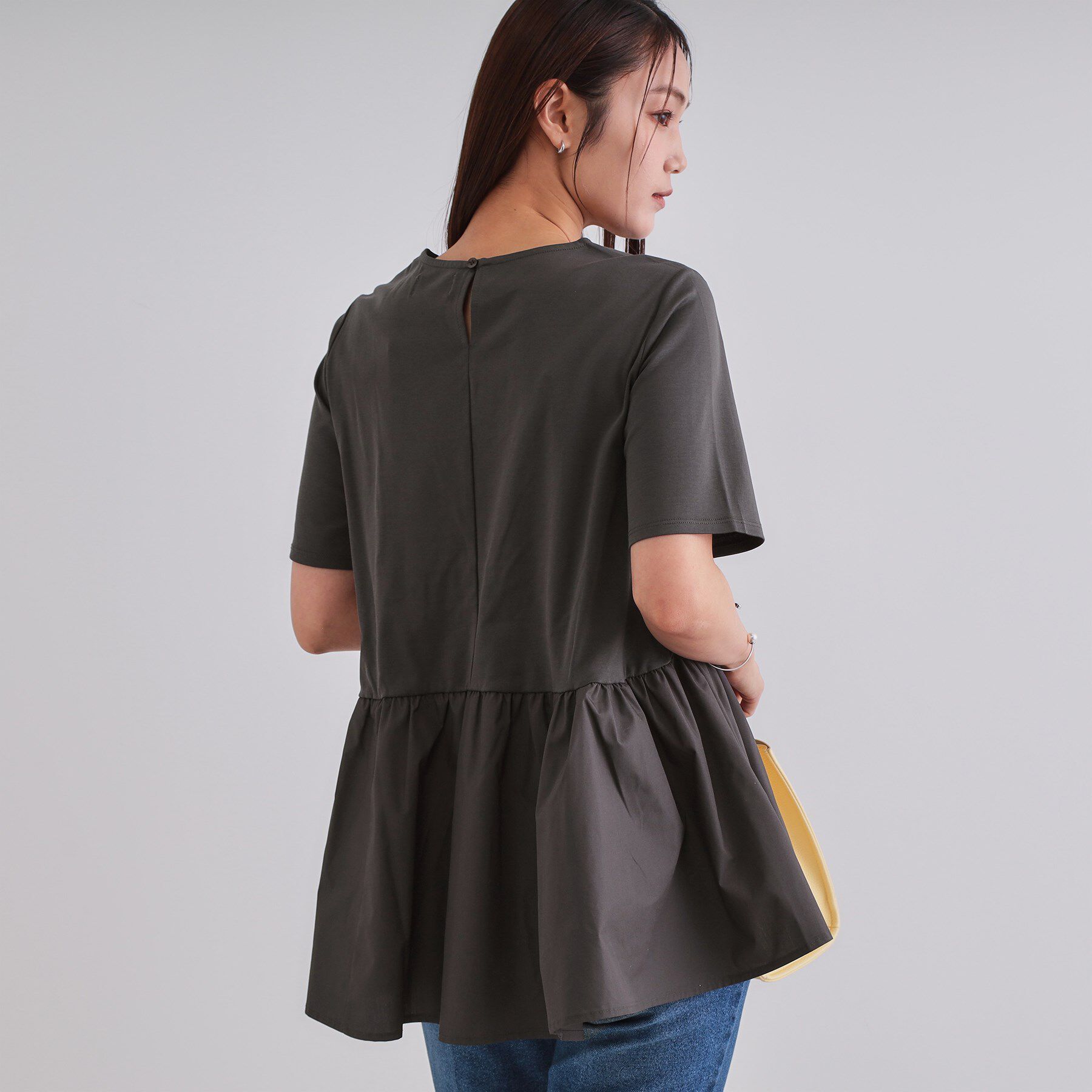 OPAQUE.CLIP「ペプラムドッキングカットソー【洗濯機洗い可】」|Tシャツ・カットソー|