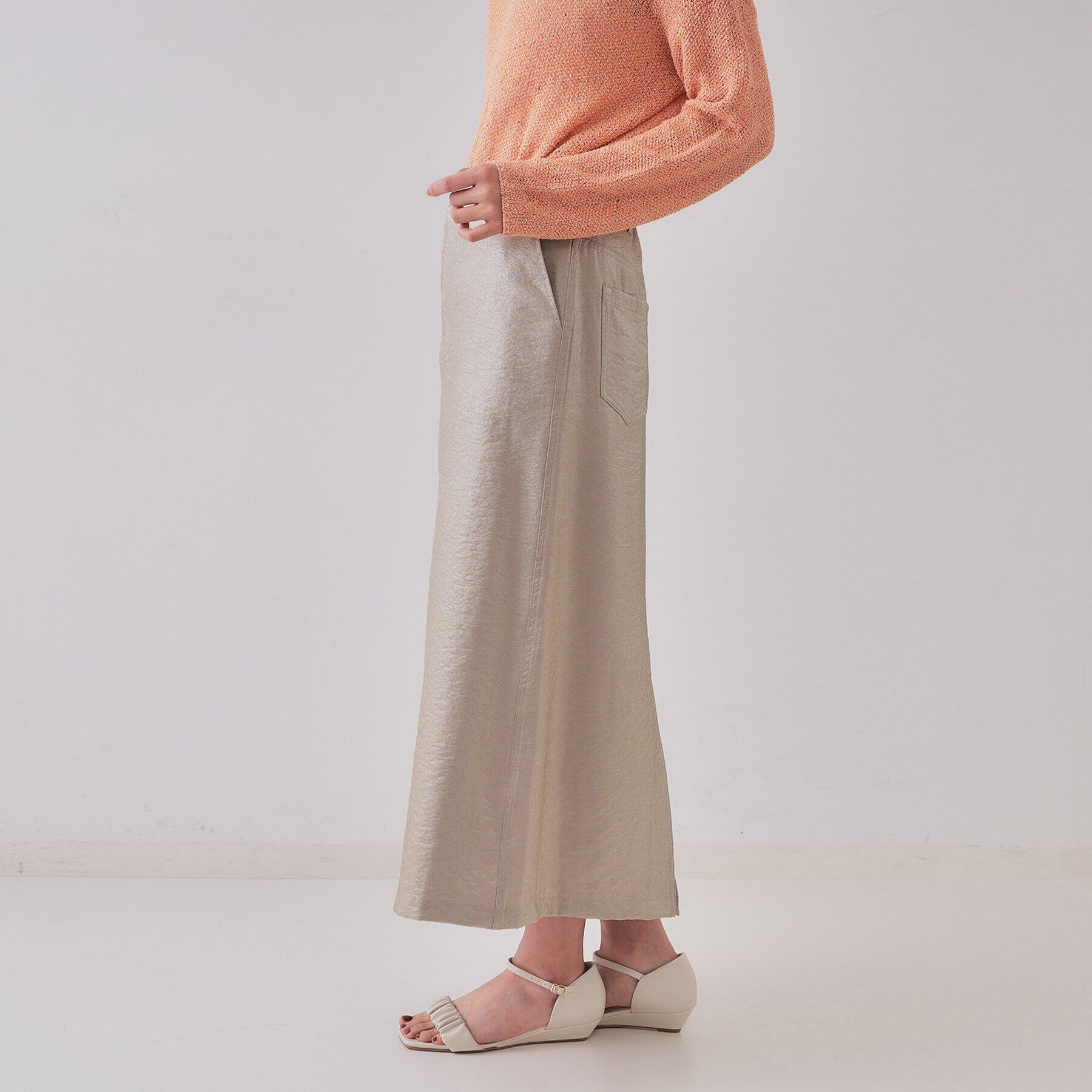 OPAQUE.CLIP「ラメAラインロングスカート【洗濯機洗い可】」|スカート|