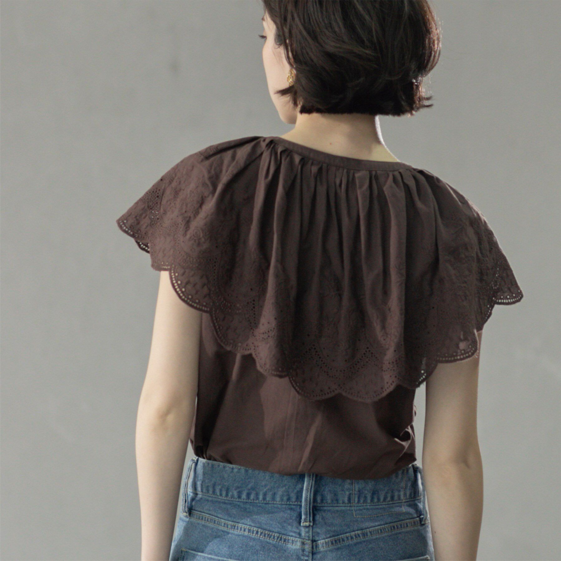 OPAQUE.CLIP「刺繍レースカラーブラウス」|シャツ・ブラウス|