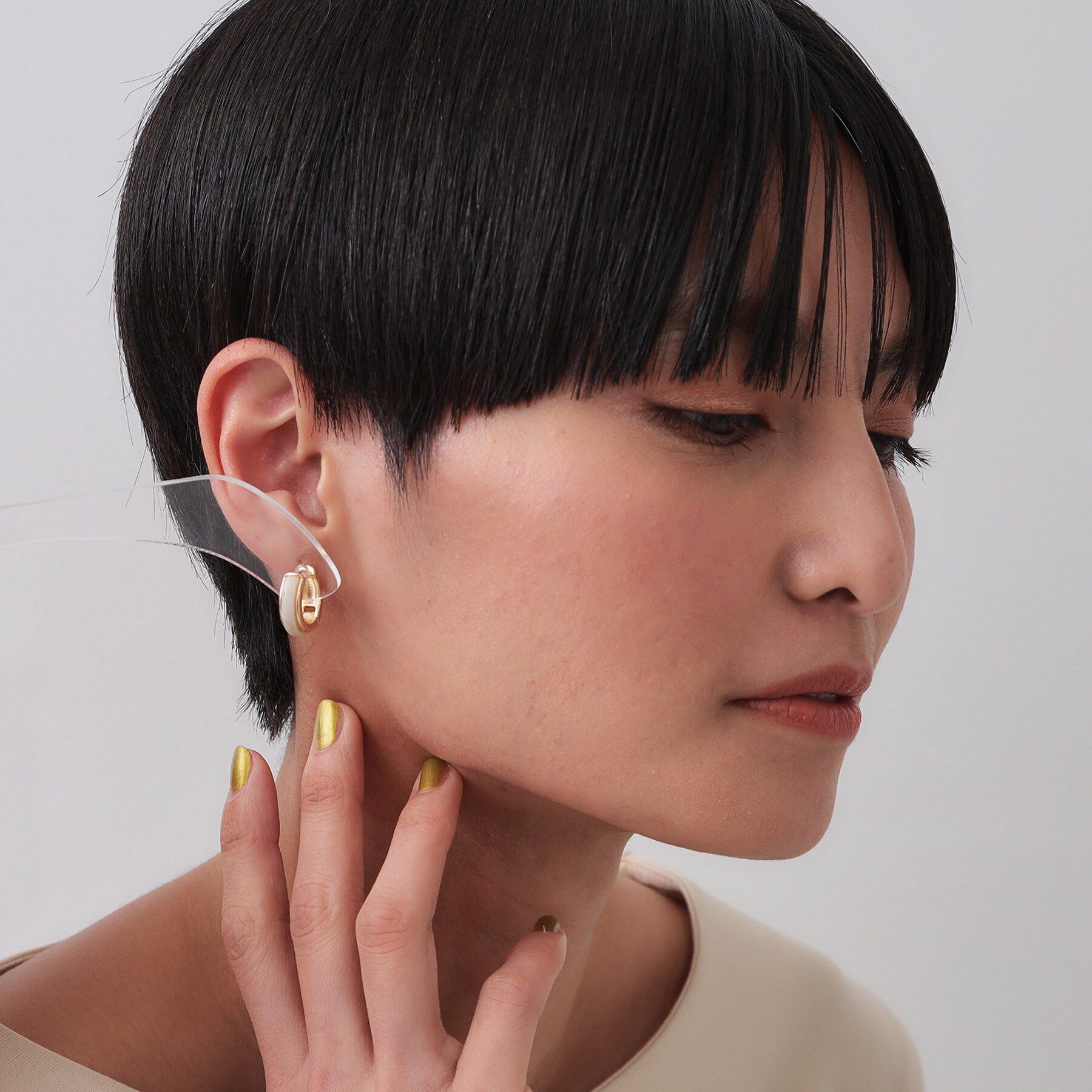 OPAQUE.CLIP「ワンタッチ カラーマーブルピアス」|ピアス|