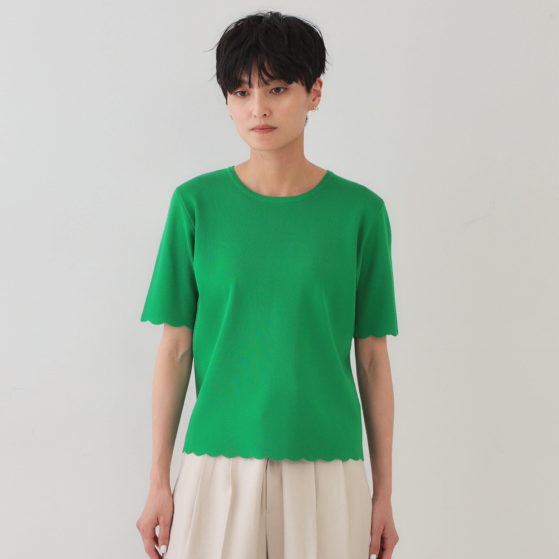 OPAQUE.CLIP「裾スカラップニット【洗濯機洗い可】」|ニット・セーター|