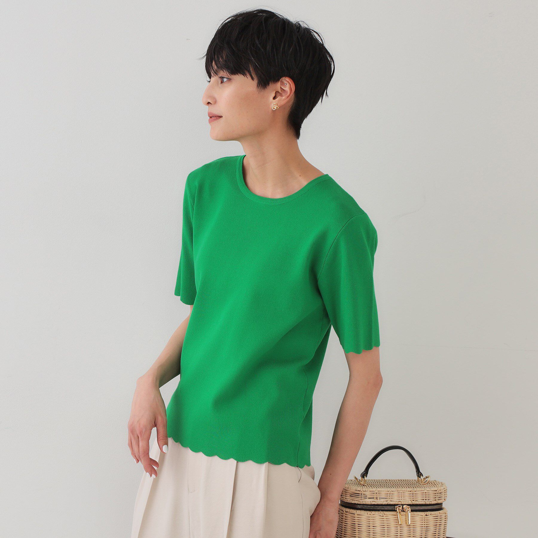 OPAQUE.CLIP「裾スカラップニット【洗濯機洗い可】」|ニット・セーター|