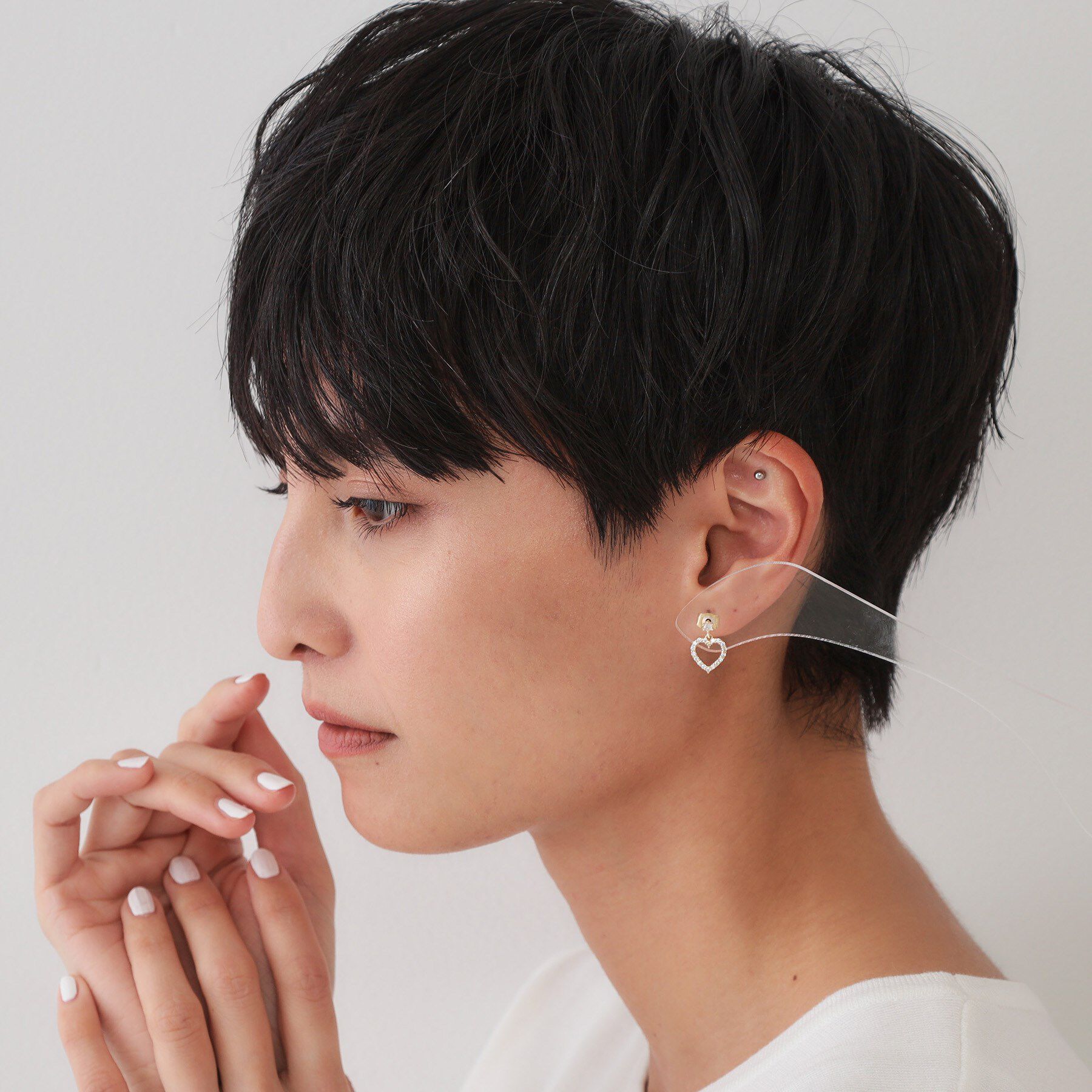 OPAQUE.CLIP「ハートビジューミニピアス」|ピアス|