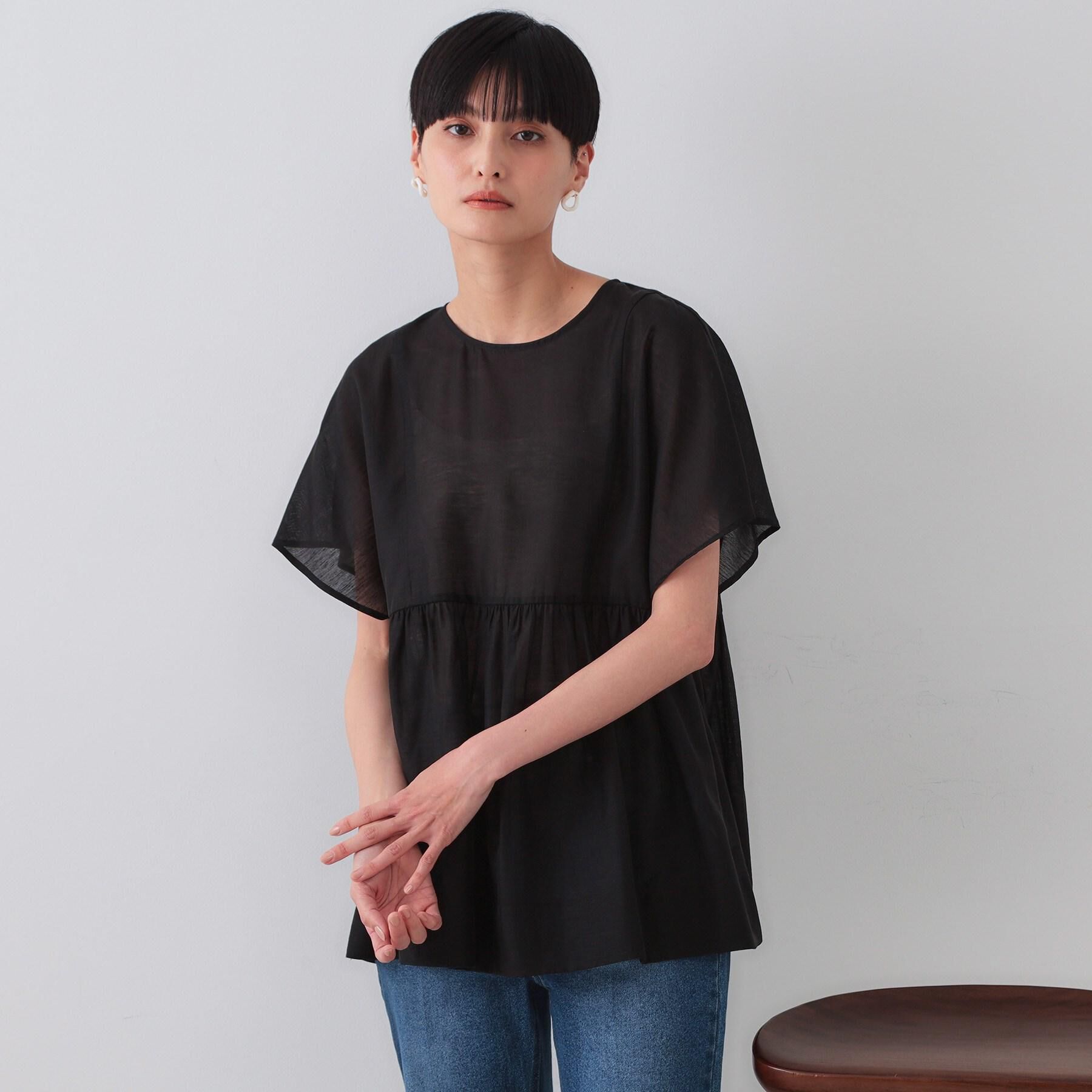 OPAQUE.CLIP「麻混シアーペプラムブラウス【洗濯機洗い可】」|シャツ・ブラウス|
