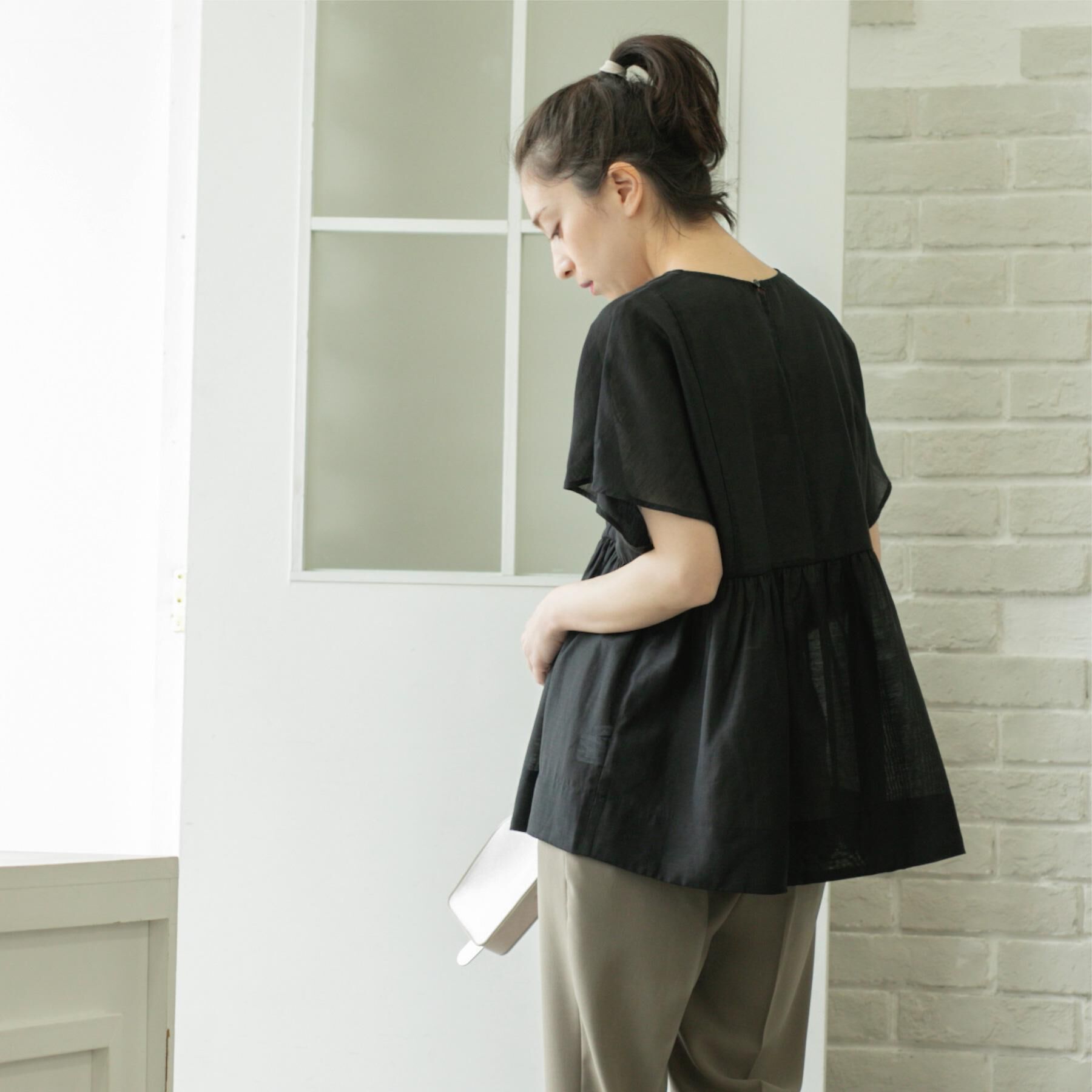 OPAQUE.CLIP「麻混シアーペプラムブラウス【洗濯機洗い可】」|シャツ・ブラウス|