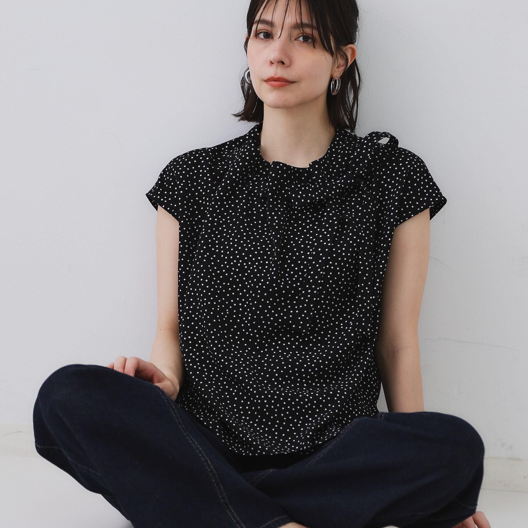 OPAQUE.CLIP「ラッピングボウタイドットブラウス【洗濯機洗い可】」|シャツ・ブラウス|