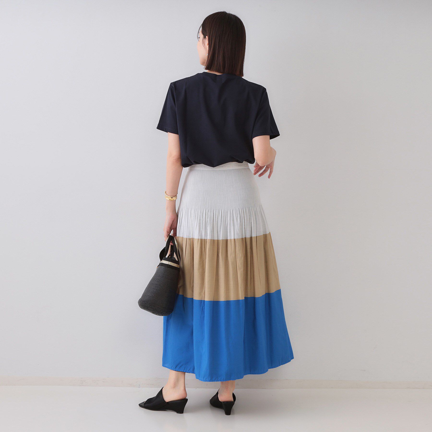 OPAQUE.CLIP「シャーリングフレアスカート/リバーシブル着用可【洗濯機洗い可】」|スカート|