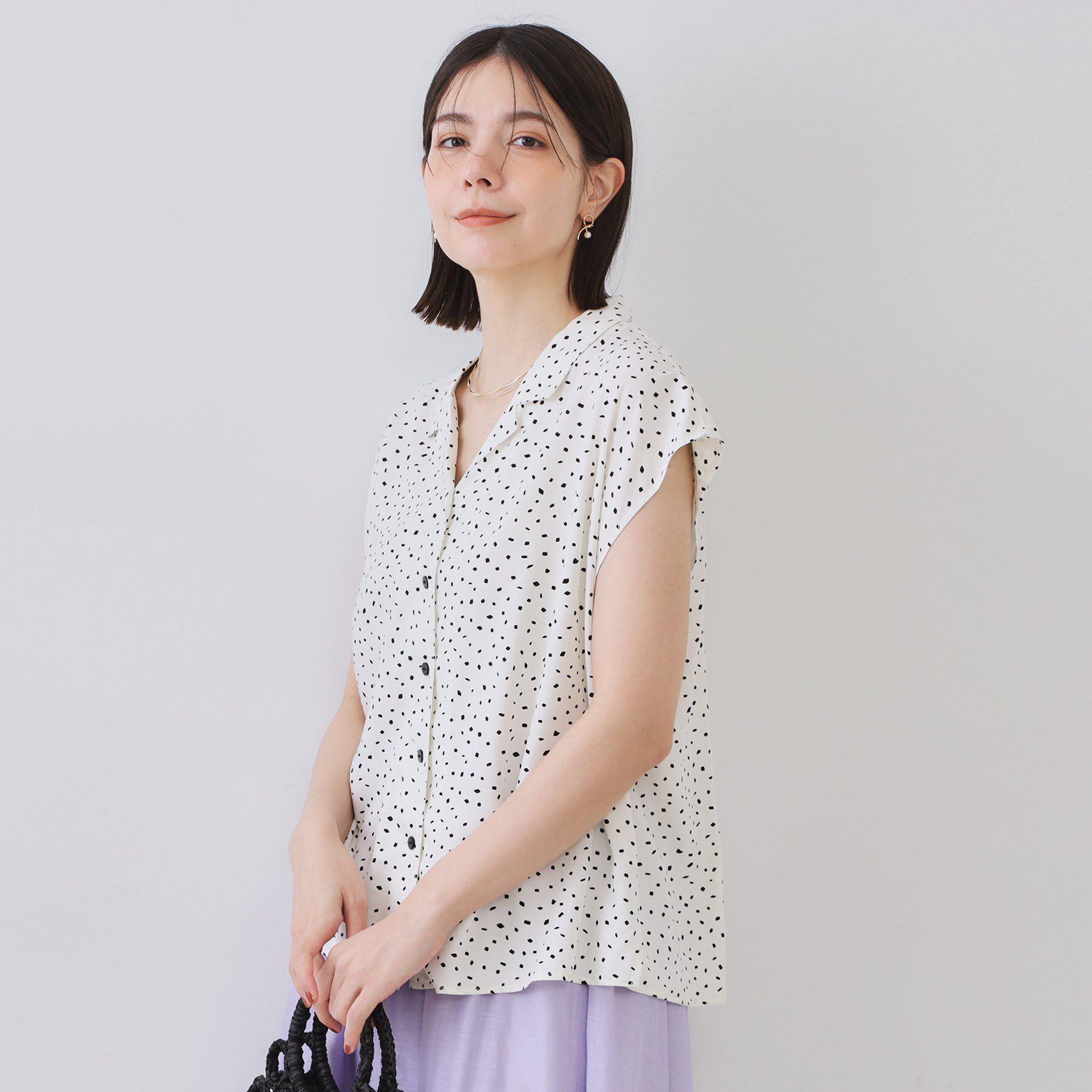 OPAQUE.CLIP「幾何柄プリントシャツ/セットアップ対応【洗える】」|シャツ・ブラウス|ホワイト(101)