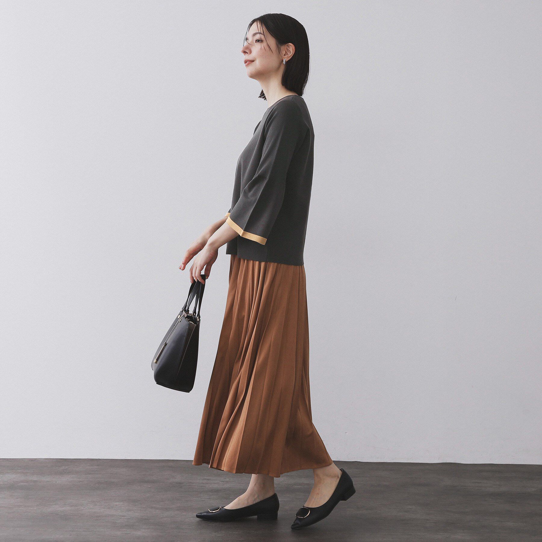 OPAQUE.CLIP「配色フレアスリーブニット【UVケア/洗濯機OK】」|ニット・セーター|