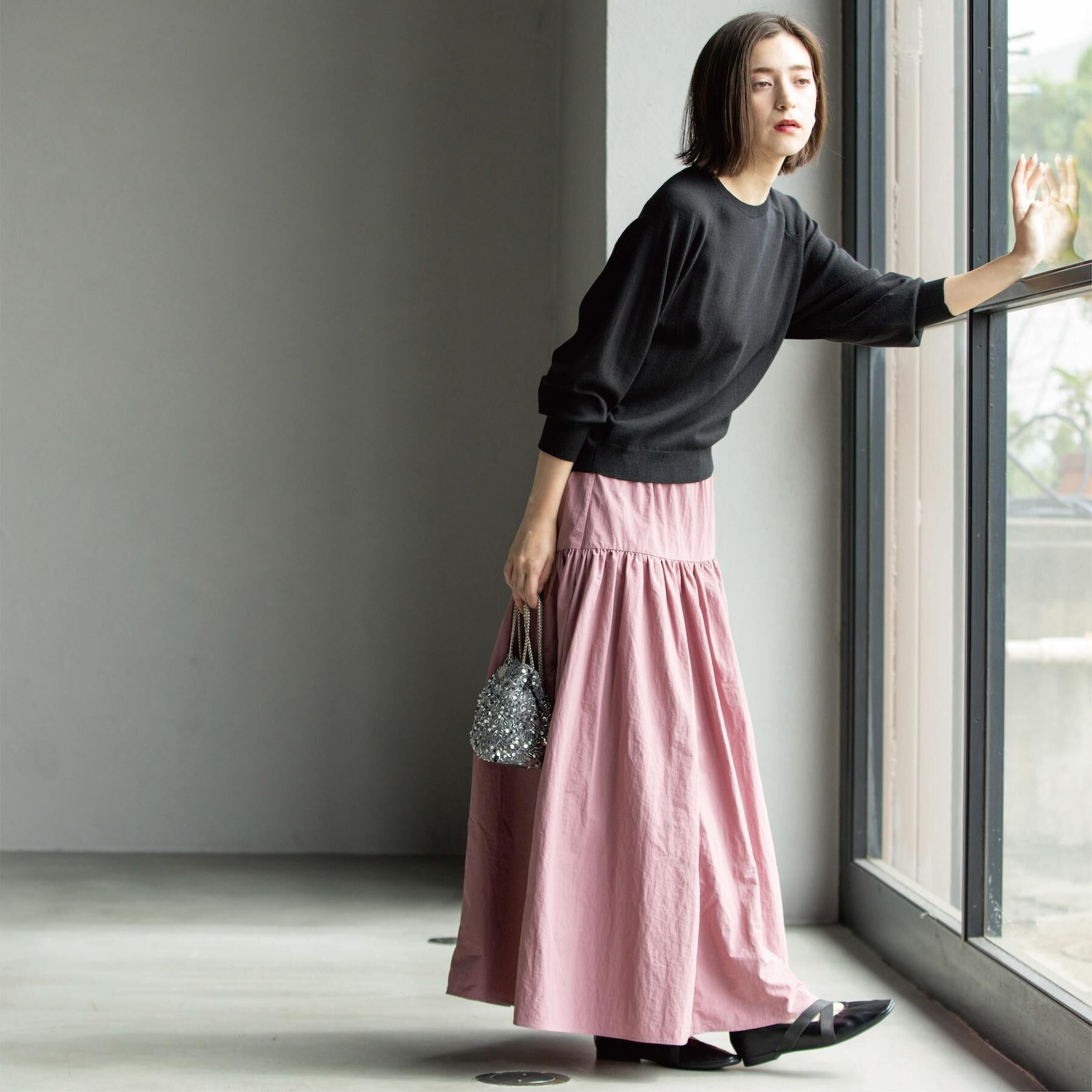 OPAQUE.CLIP「ラグランクルーネックニット/エクストラファインメリノウール【THEシリーズ/洗濯機OK】《6col/」|ニット・セーター|