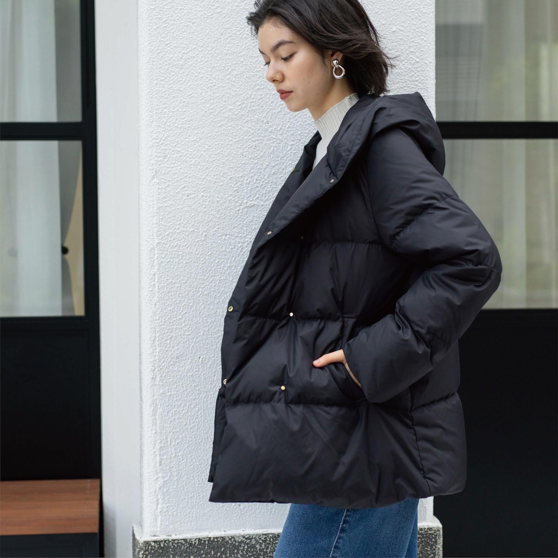 OPAQUE.CLIP「撥水フードミドルダウンコート【防風/抗菌防臭/洗濯機OK】《S～LL》」|ダウン|