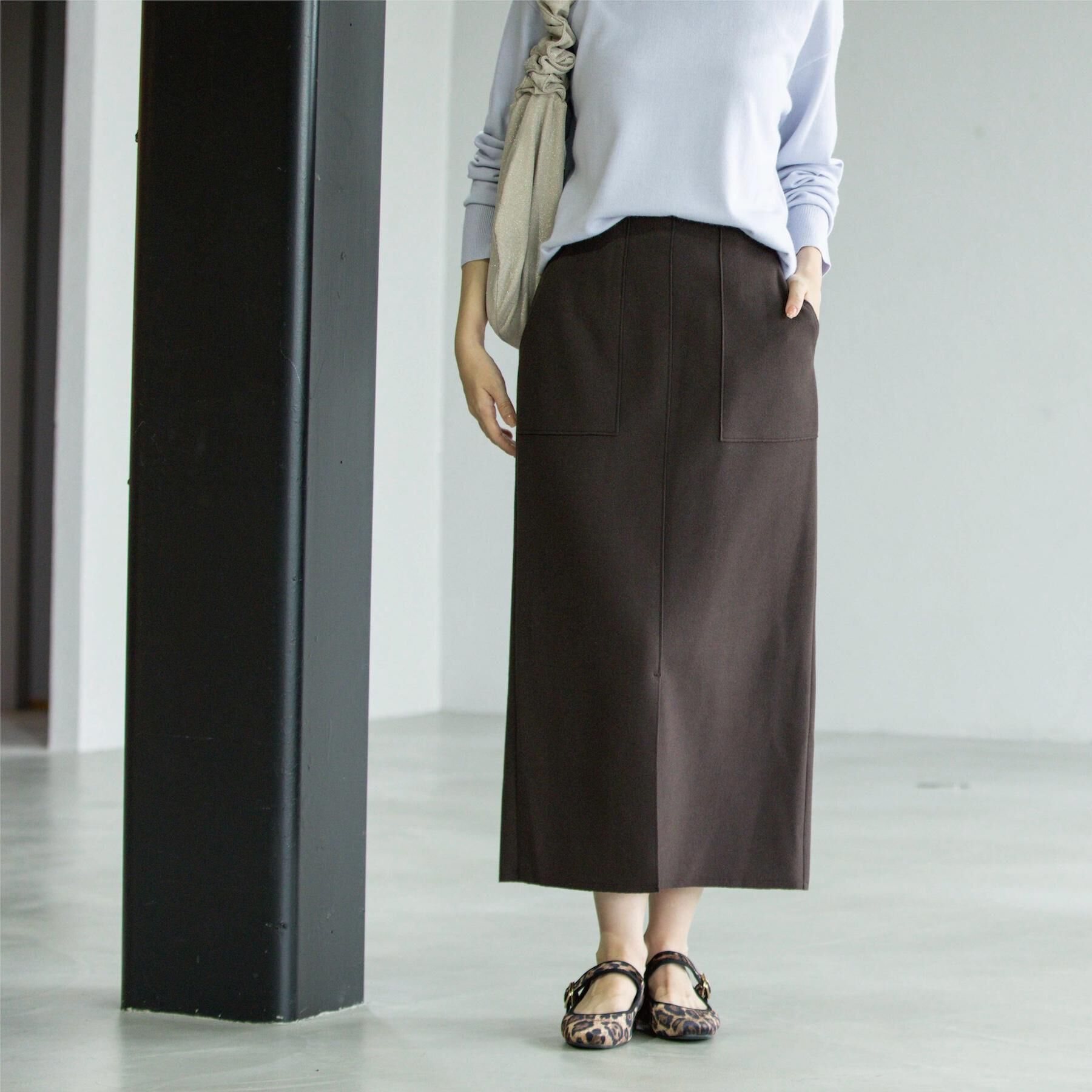 OPAQUE.CLIP「ウールライクタイトスカート【洗濯機洗い可】《8col》」|スカート|ブラウン(844)