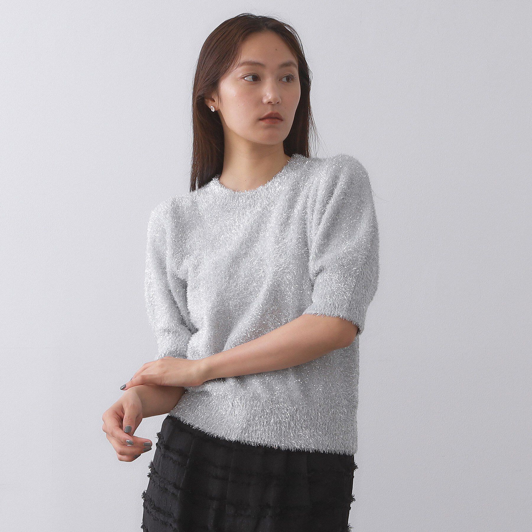 OPAQUE.CLIP「キラキラボリュームスリーブニット【洗濯機洗い可】」|ニット・セーター|