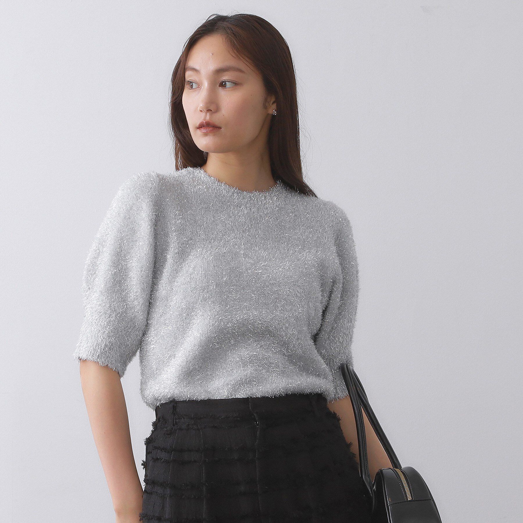 OPAQUE.CLIP「キラキラボリュームスリーブニット【洗濯機洗い可】」|ニット・セーター|グレー(612)