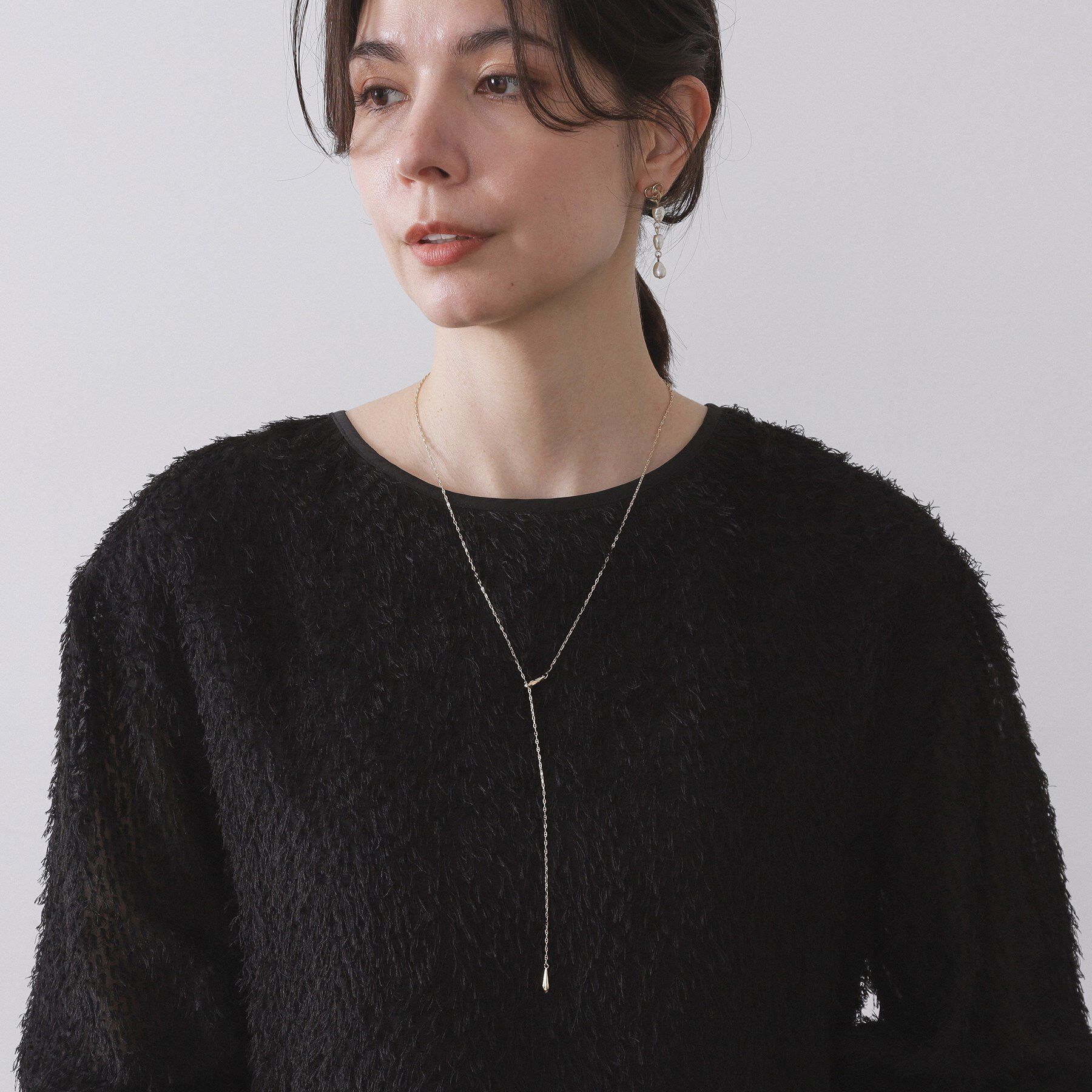 OPAQUE.CLIP「しずくメタルY字スライドチェーンネックレス」|ネックレス|