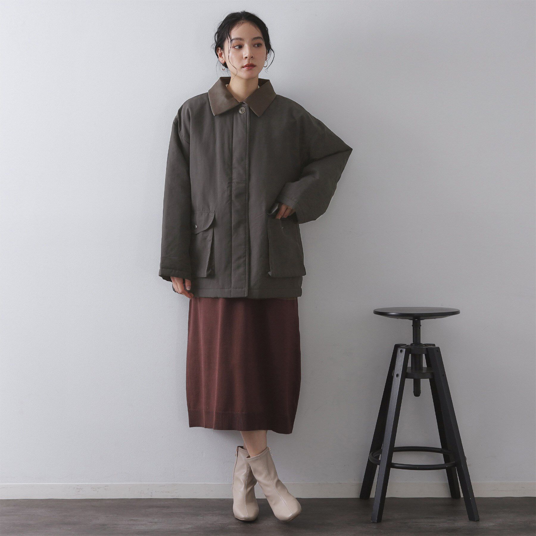 OPAQUE.CLIP「《CLASSY掲載》ステンカラー中綿コート【洗濯機OK】」|ステンカラーコート|