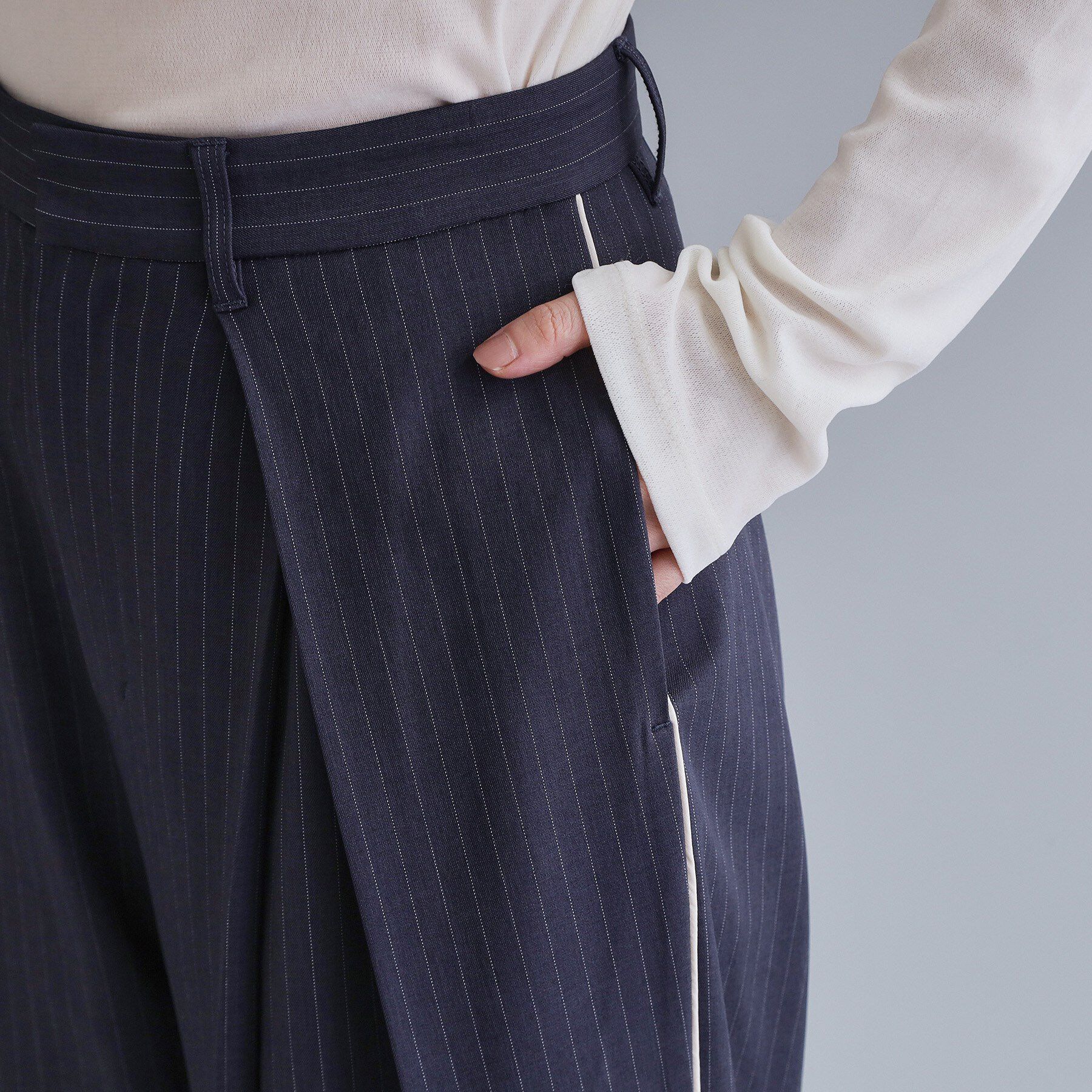 OPAQUE.CLIP「【es】ピンストライプ 変形ワイドパンツ【洗濯機OK】」|その他|
