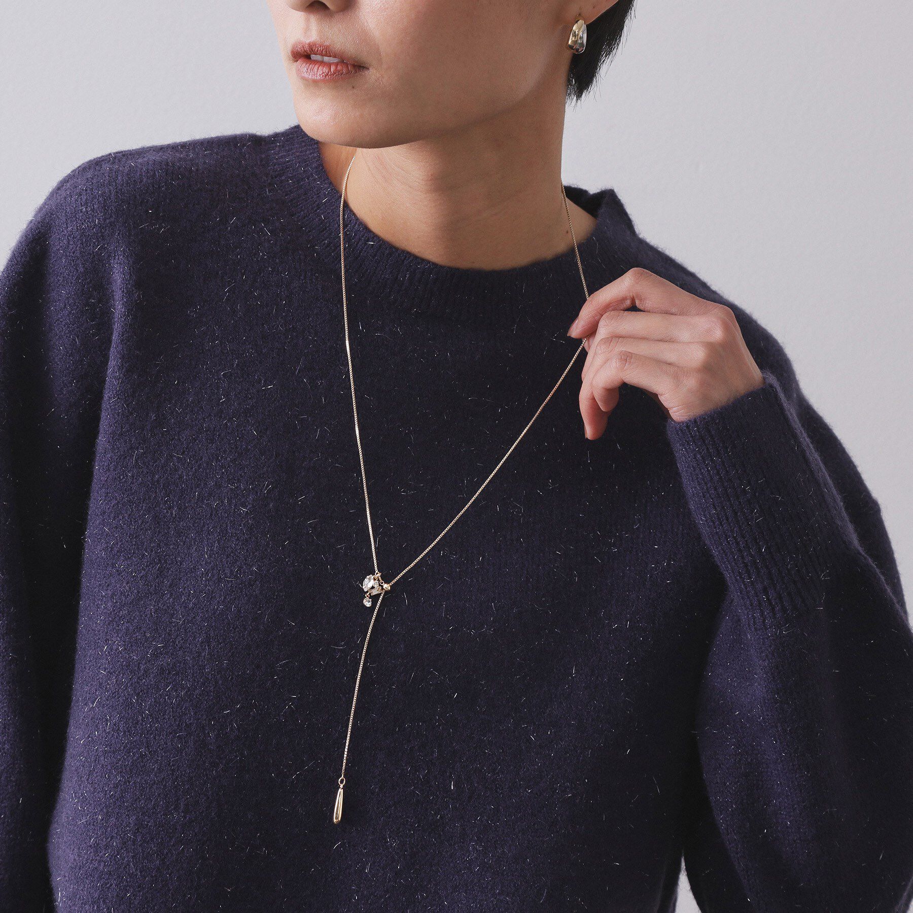 OPAQUE.CLIP「ビジュー付きスライドネックレス」|ネックレス|