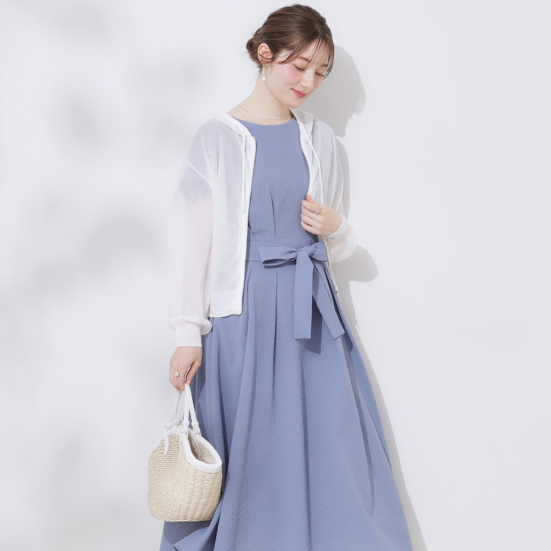 Couture broach「【細見え・キレイめ】サッカータックワンピース」|ワンピース|