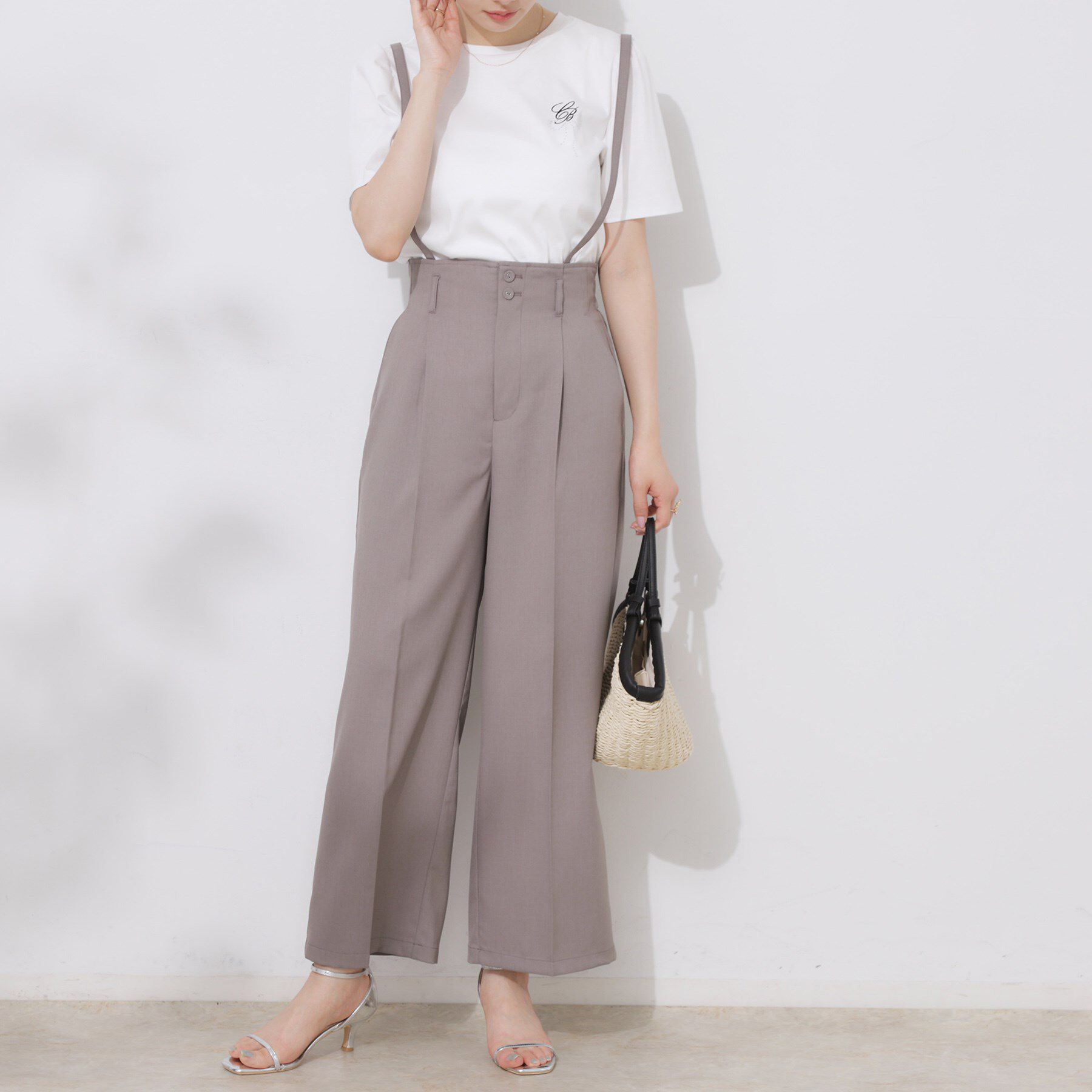 Couture broach「【美脚効果・通勤】リネンライク サス付きパンツ」|その他|