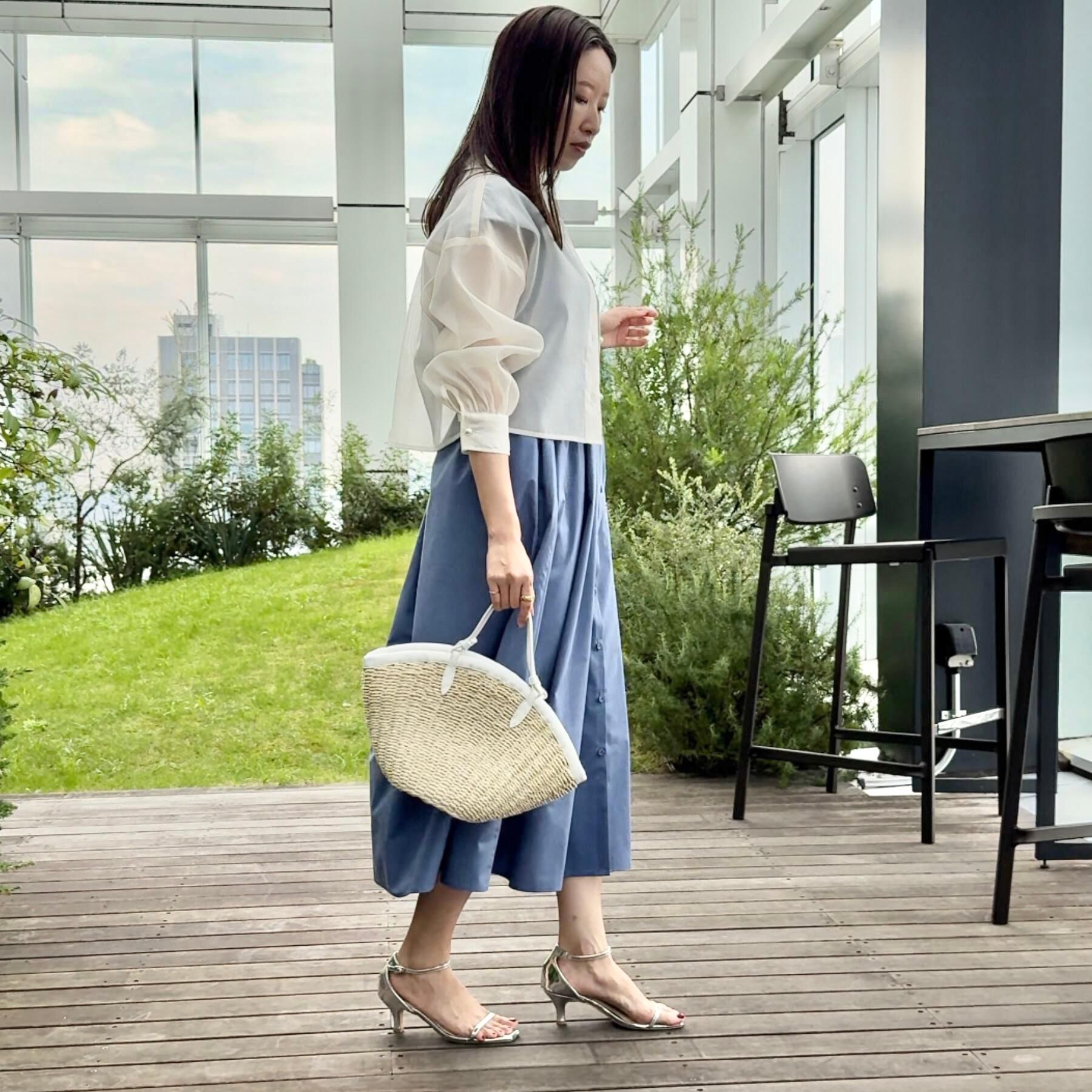 Couture broach「【Aライン・細見え】フロントタックシャツワンピース」|ワンピース|