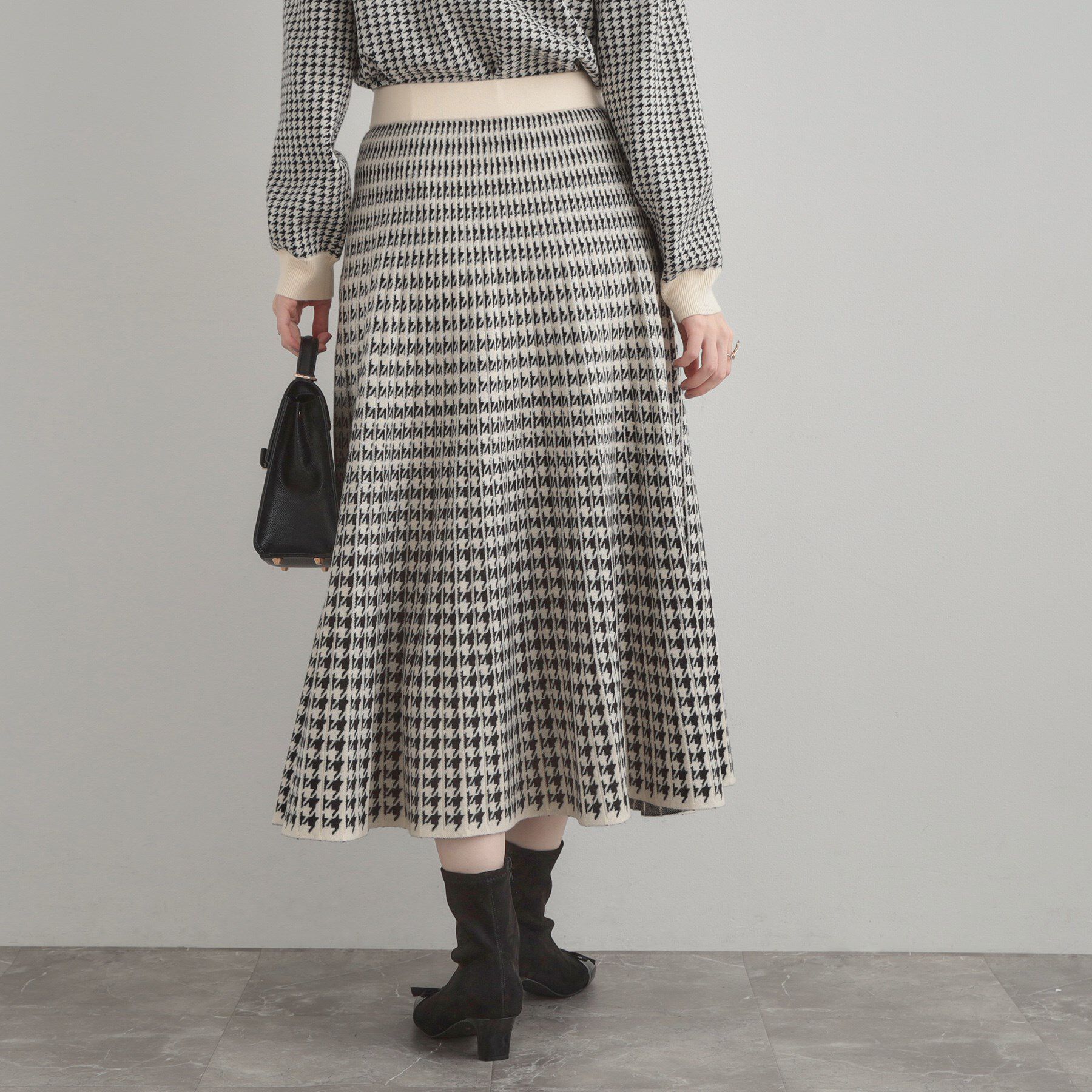 Couture broach「【クラシカル・大人上品】千鳥ジャカードニットプリーツスカート」|スカート|
