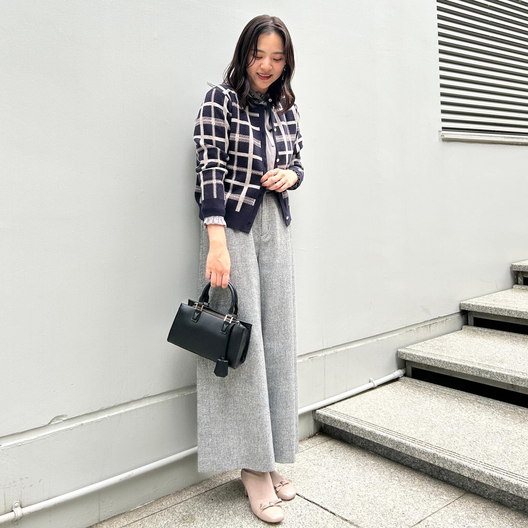 Couture broach「【大人可愛い・通勤】チェックジャカード ニットカーディガン」|カーディガン|