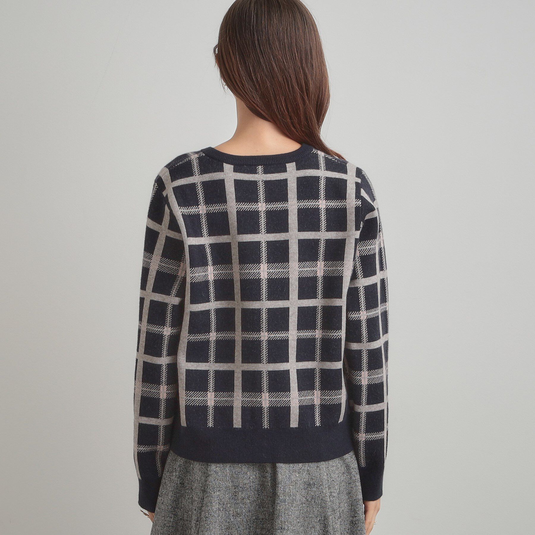 Couture broach「【大人可愛い・通勤】チェックジャカード ニットカーディガン」|カーディガン|