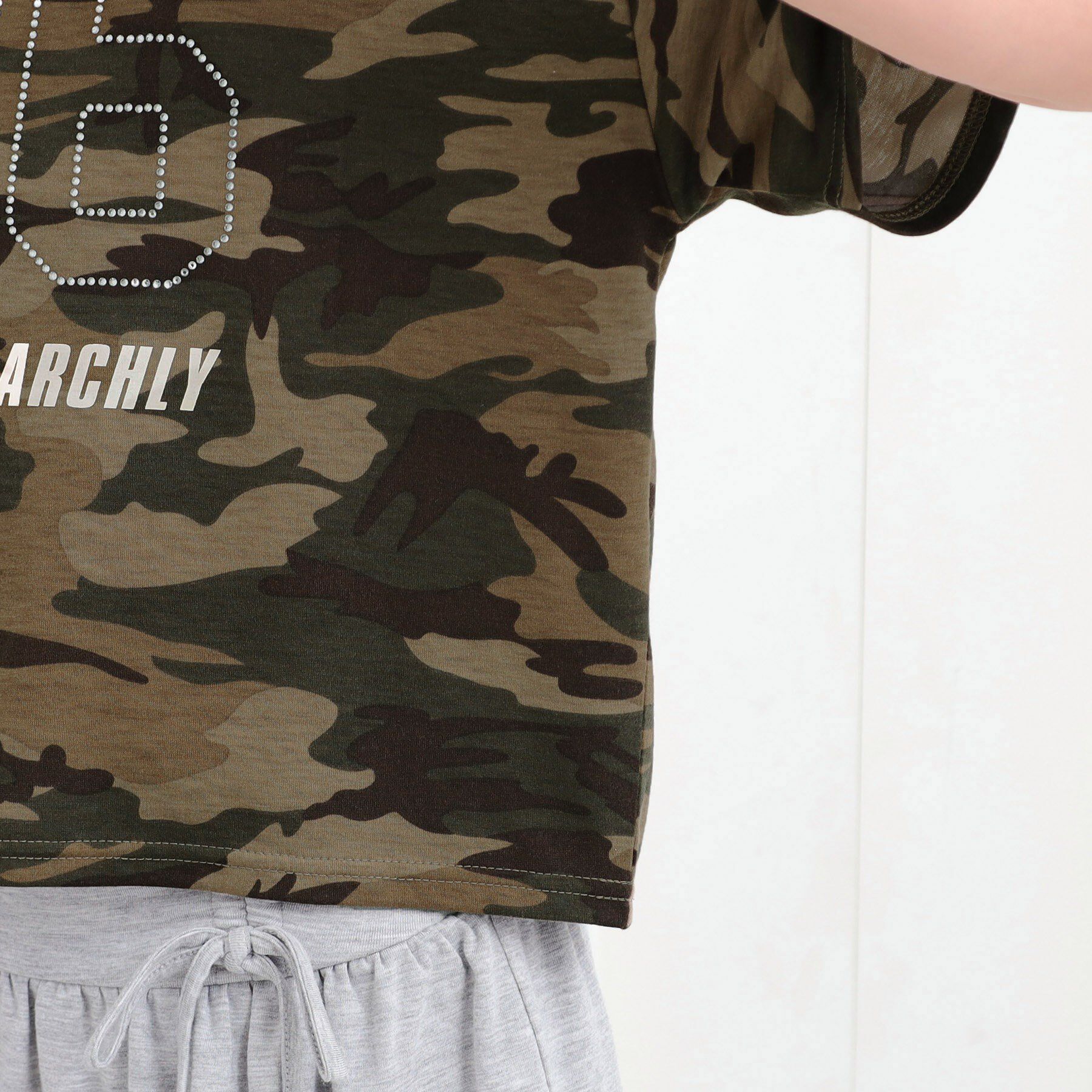 PINK-latte「ラインストーンナンバリングTシャツ」|Tシャツ・カットソー|