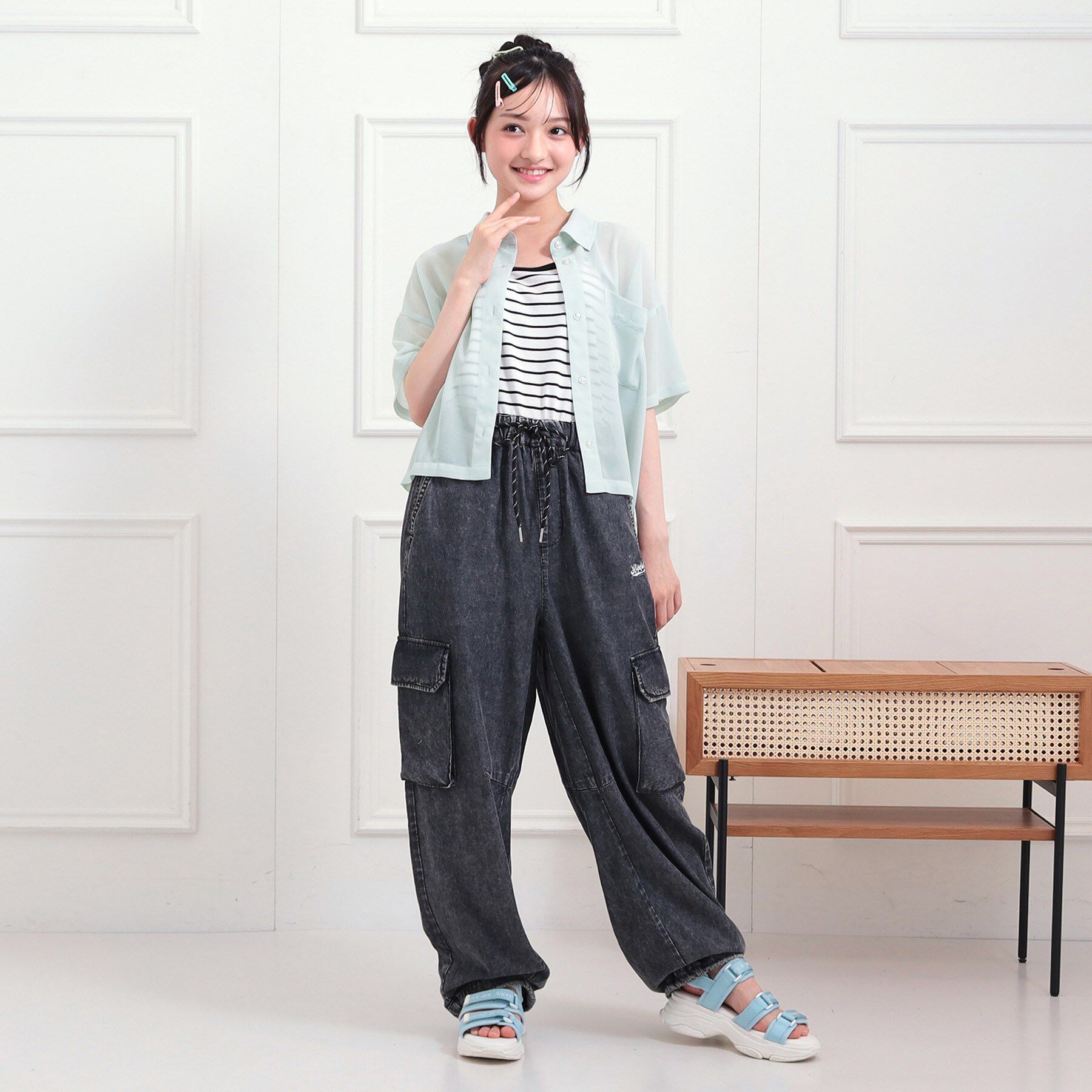 PINK-latte「【セットアイテム】半袖シアーシャツ＋冷感キャミセット」|その他|